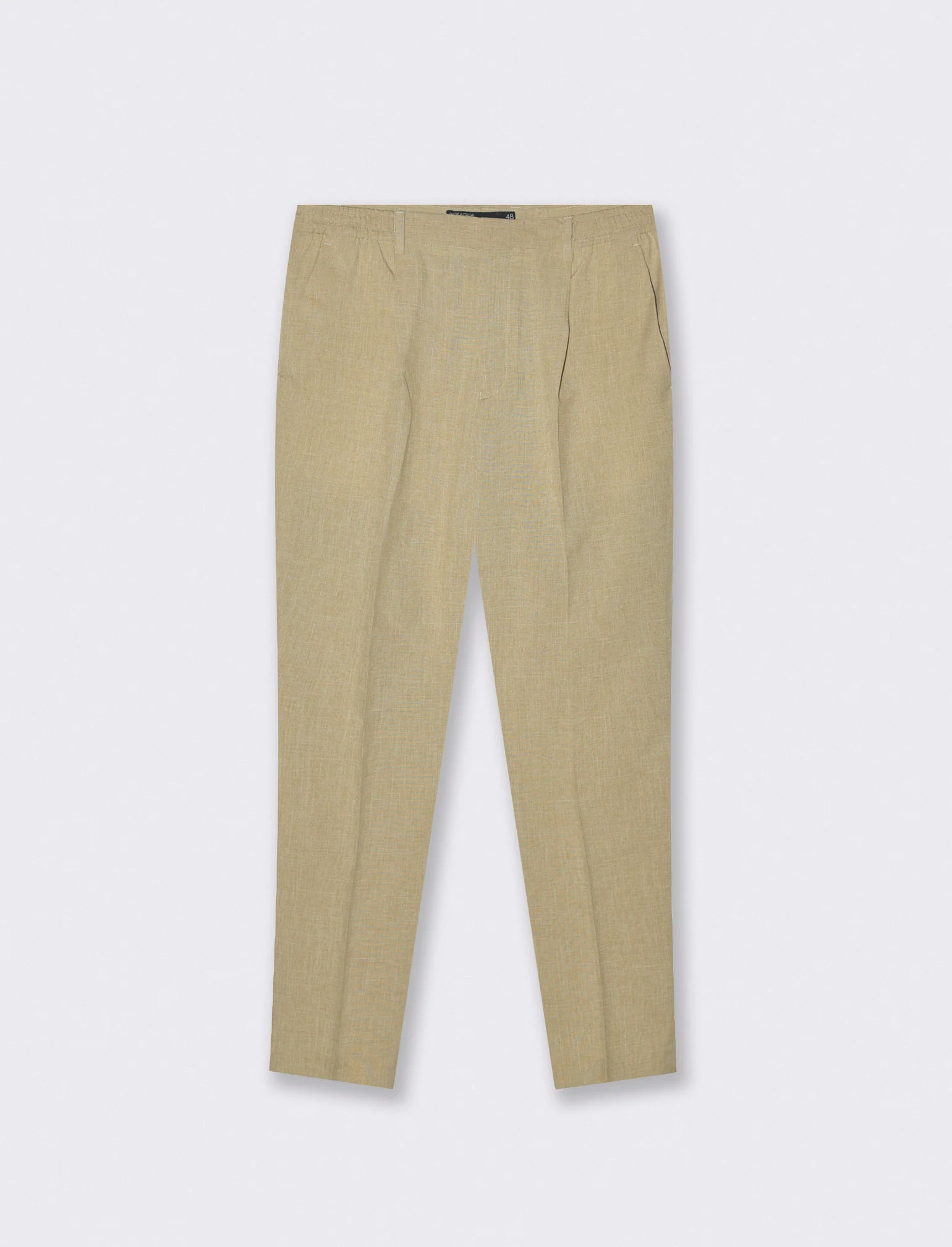 Pantaloni effetto lino con vita elastica - Beige
