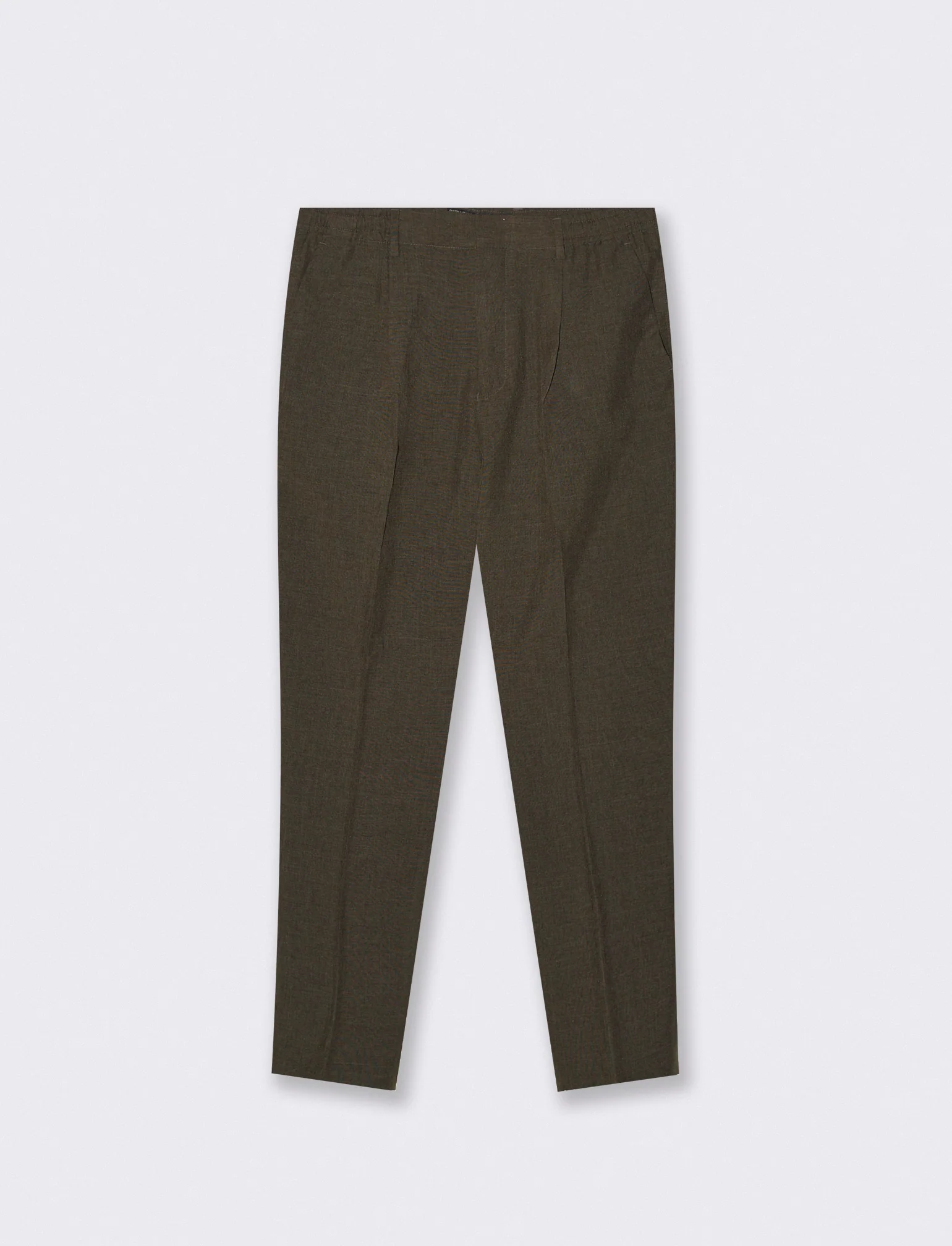 Pantaloni effetto lino con vita elastica - Moro