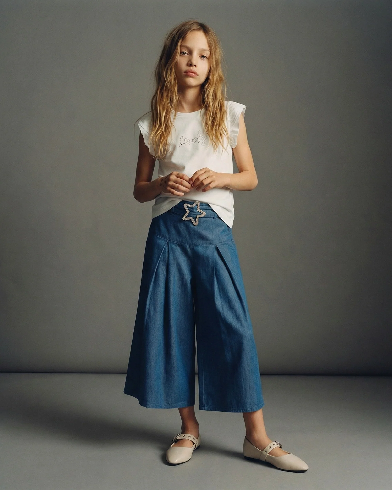 Pantaloni eleganti con fiocco e pieghe - Denim - Image 4