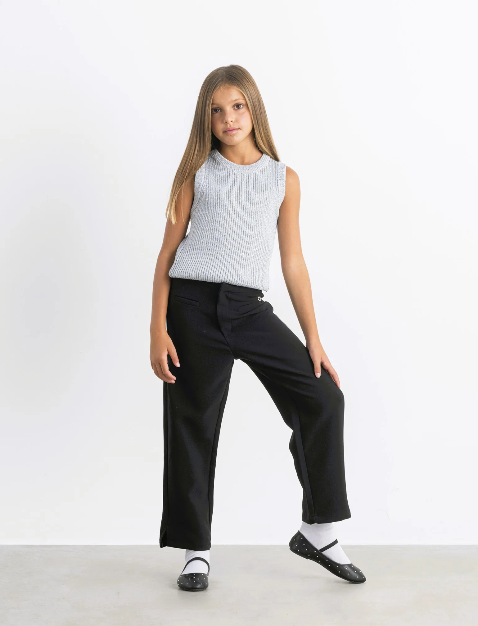Pantaloni eleganti da bambina a gamba larga - Nero