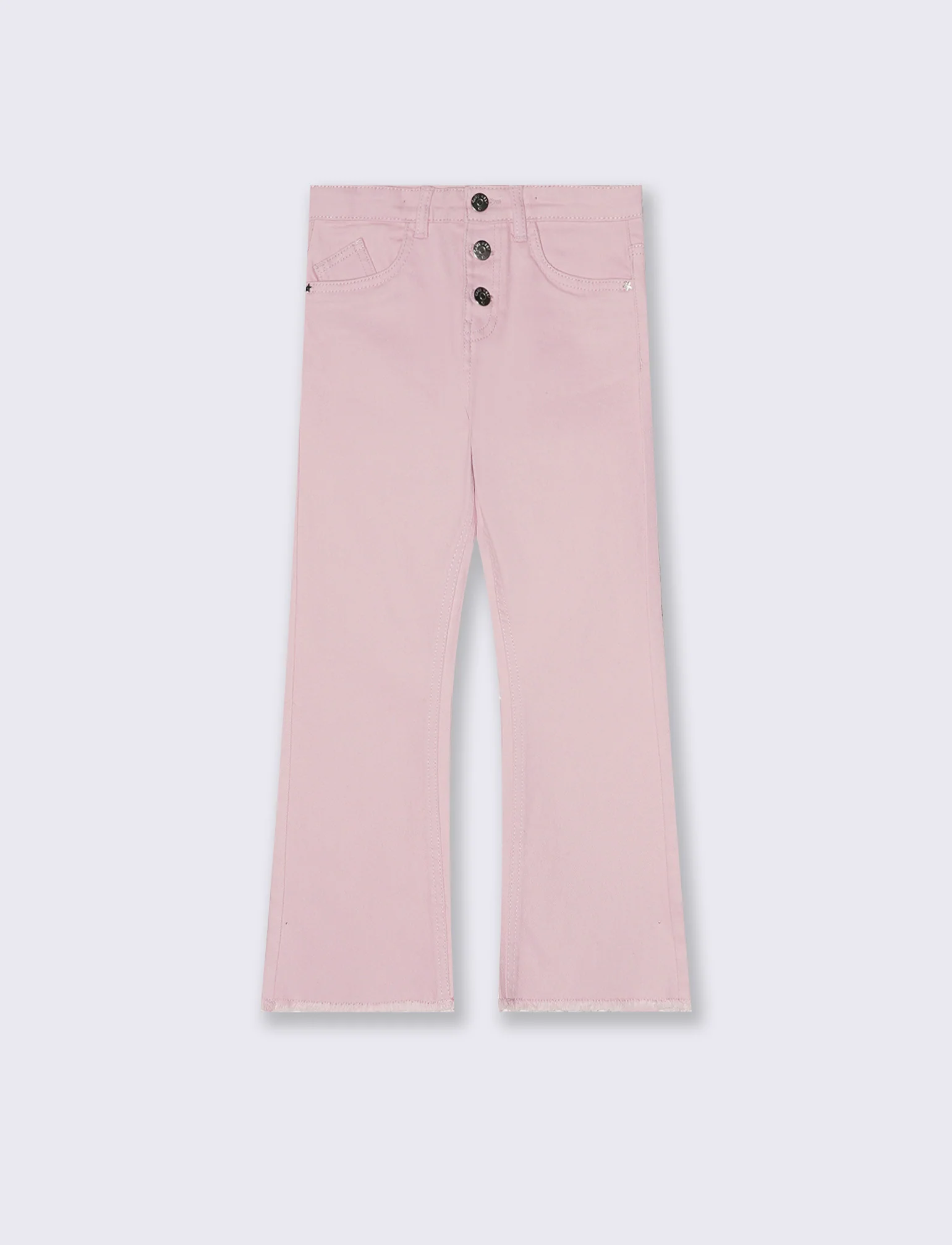 Pantaloni flare in cotone elastico. - Rosa polvere