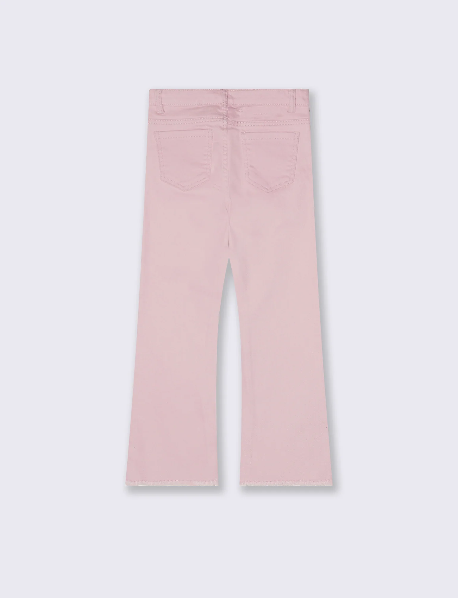 Pantaloni flare in cotone elastico. - Rosa polvere - Image 2