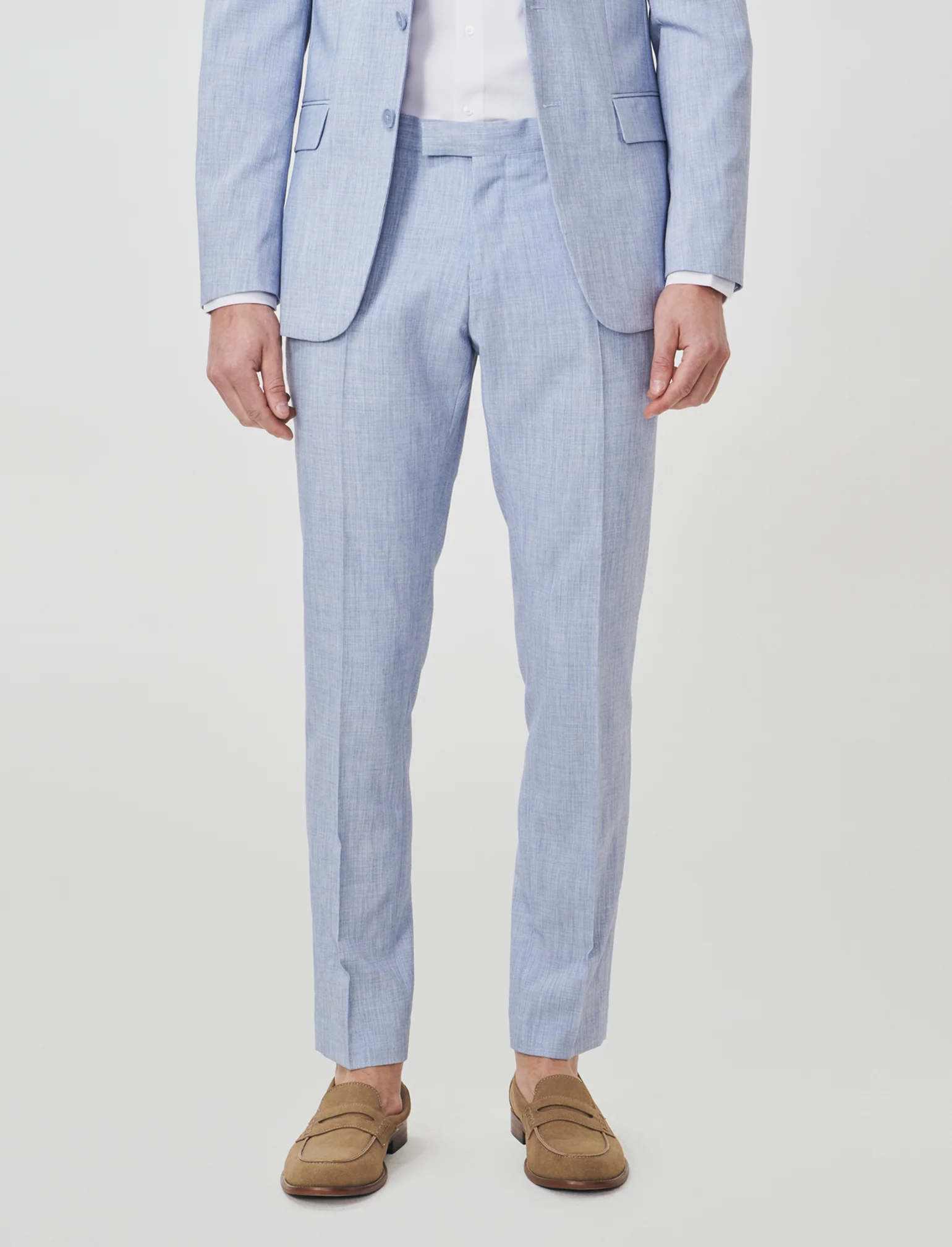 Pantaloni formal fit effetto lino - Blu - Image 3