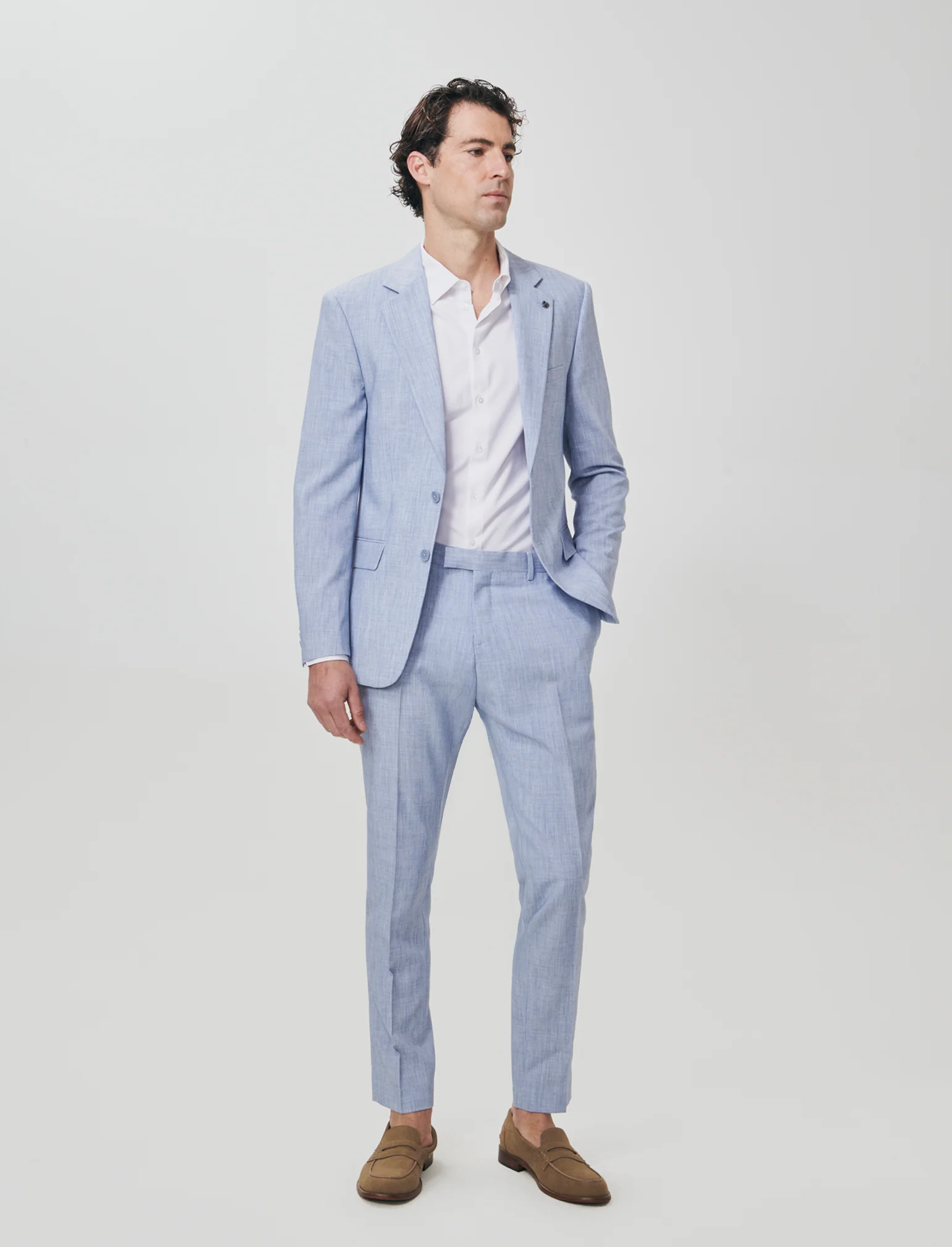 Pantaloni formal fit effetto lino - Blu - Image 4