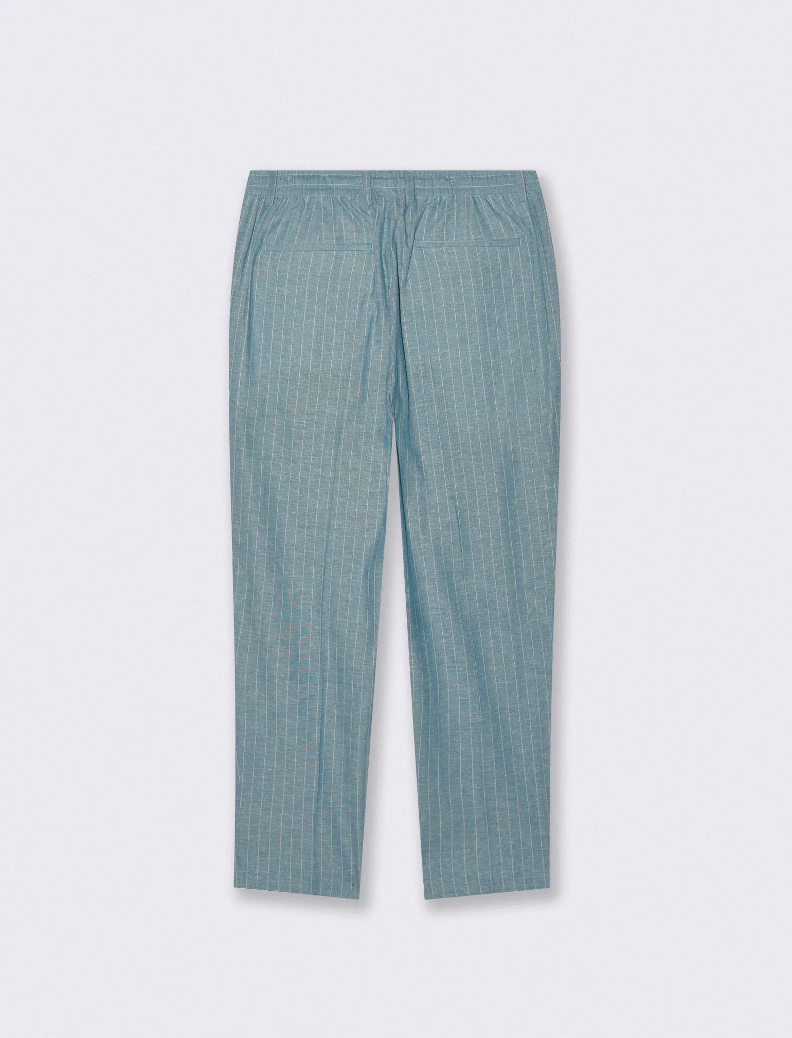 Pantaloni formal fit in linen blend rigato - Verde petrolio