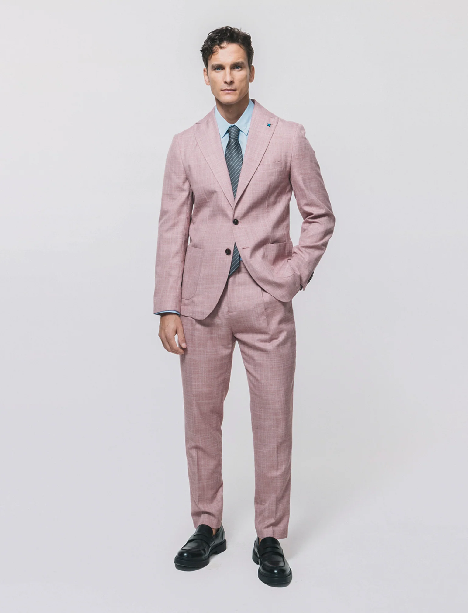 Pantaloni formal fit in tessuto strutturato - Corallo - Image 3