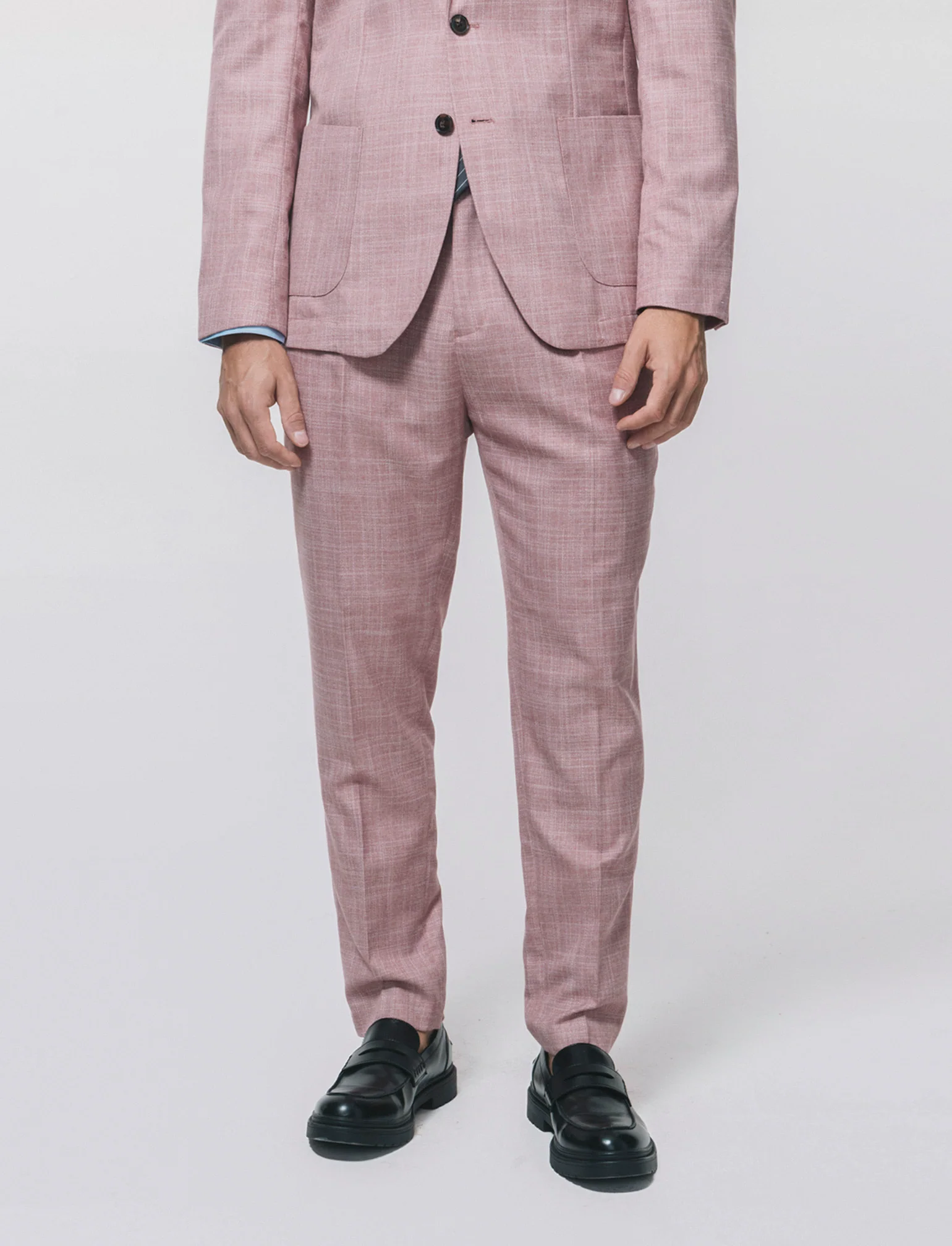 Pantaloni formal fit in tessuto strutturato - Corallo - Image 4
