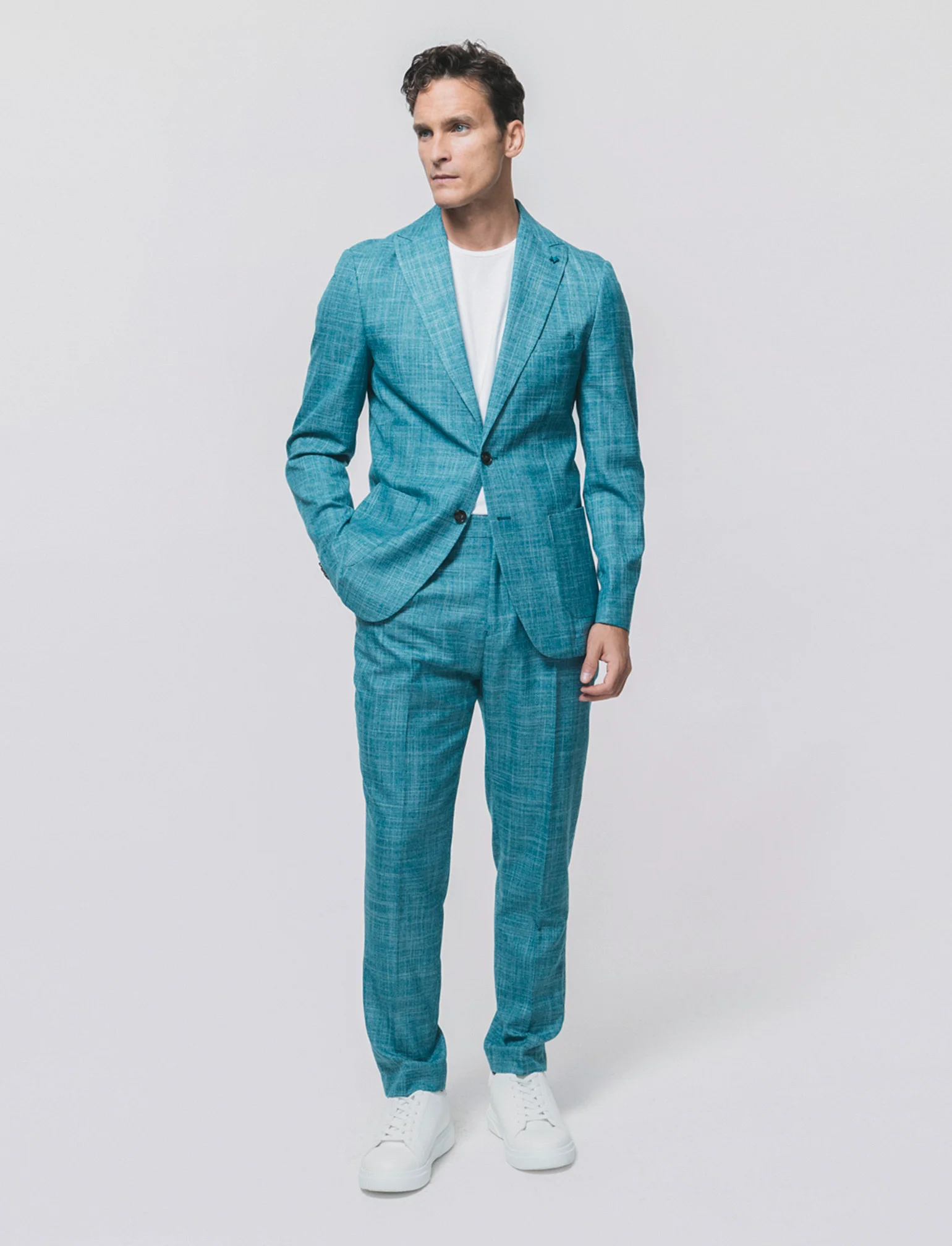 Pantaloni formal fit in tessuto strutturato - Verde petrolio - Image 3