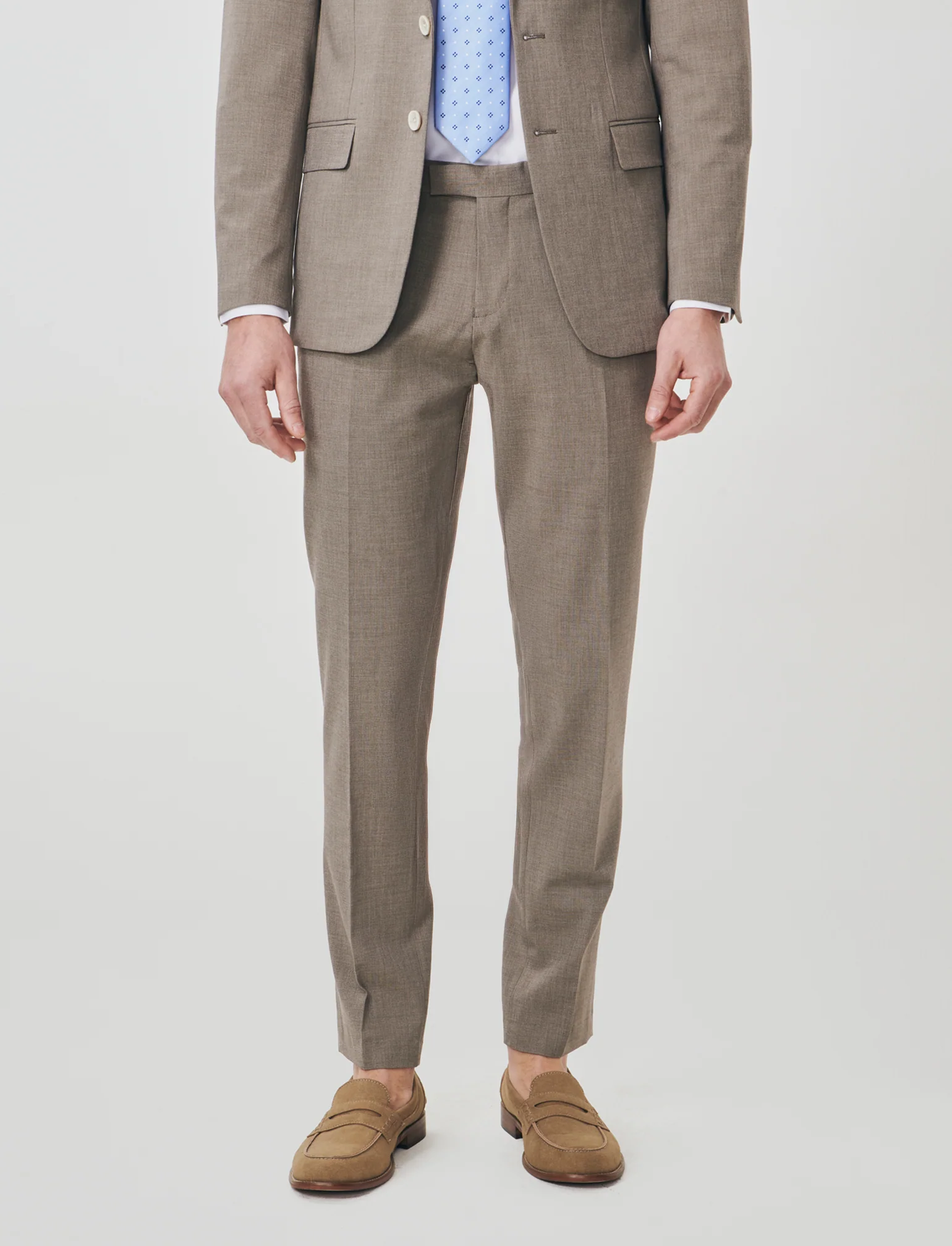 Pantaloni Formal Fit Micro Struttura Melange - Grigio fango