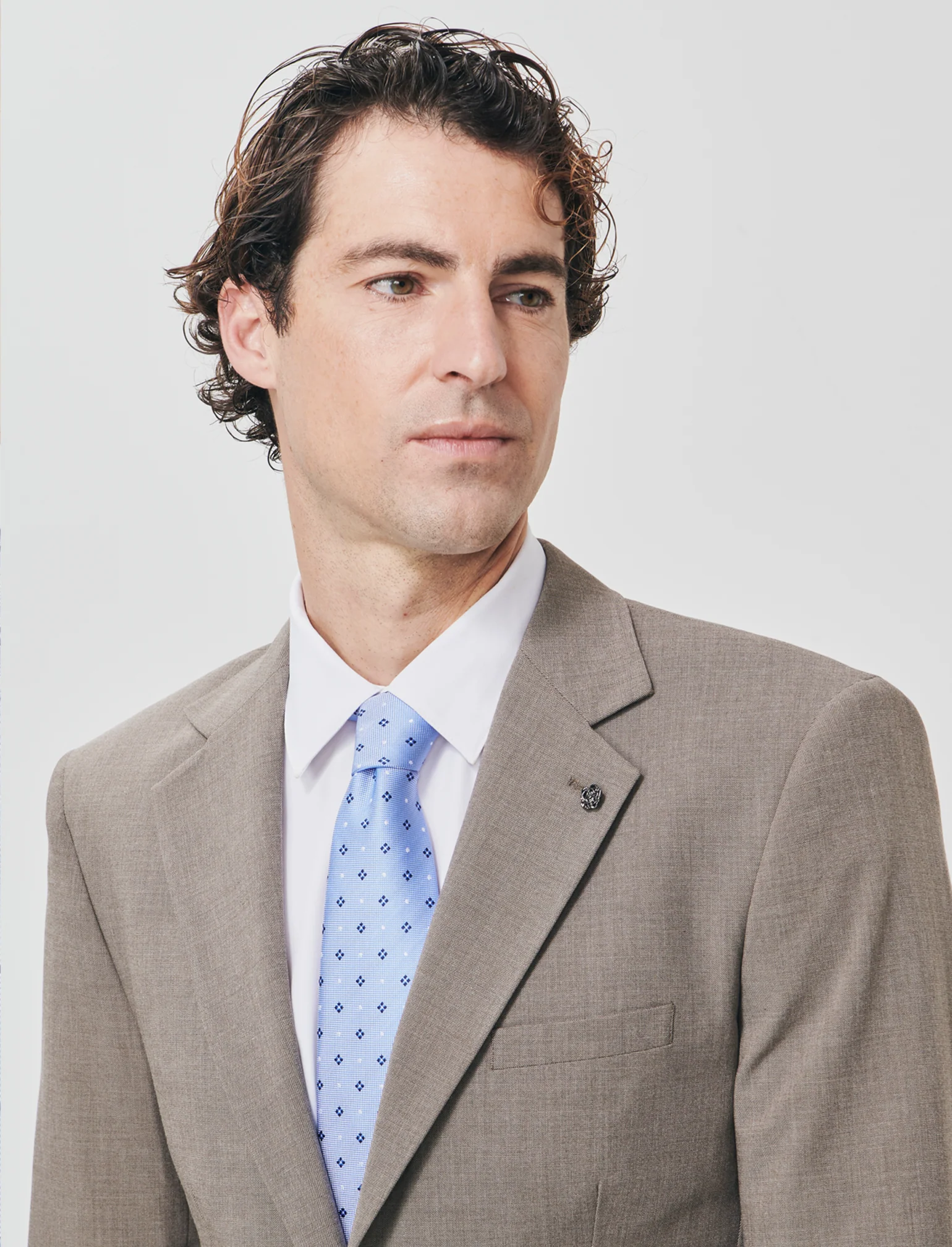 Pantaloni Formal Fit Micro Struttura Melange - Grigio fango - Image 2