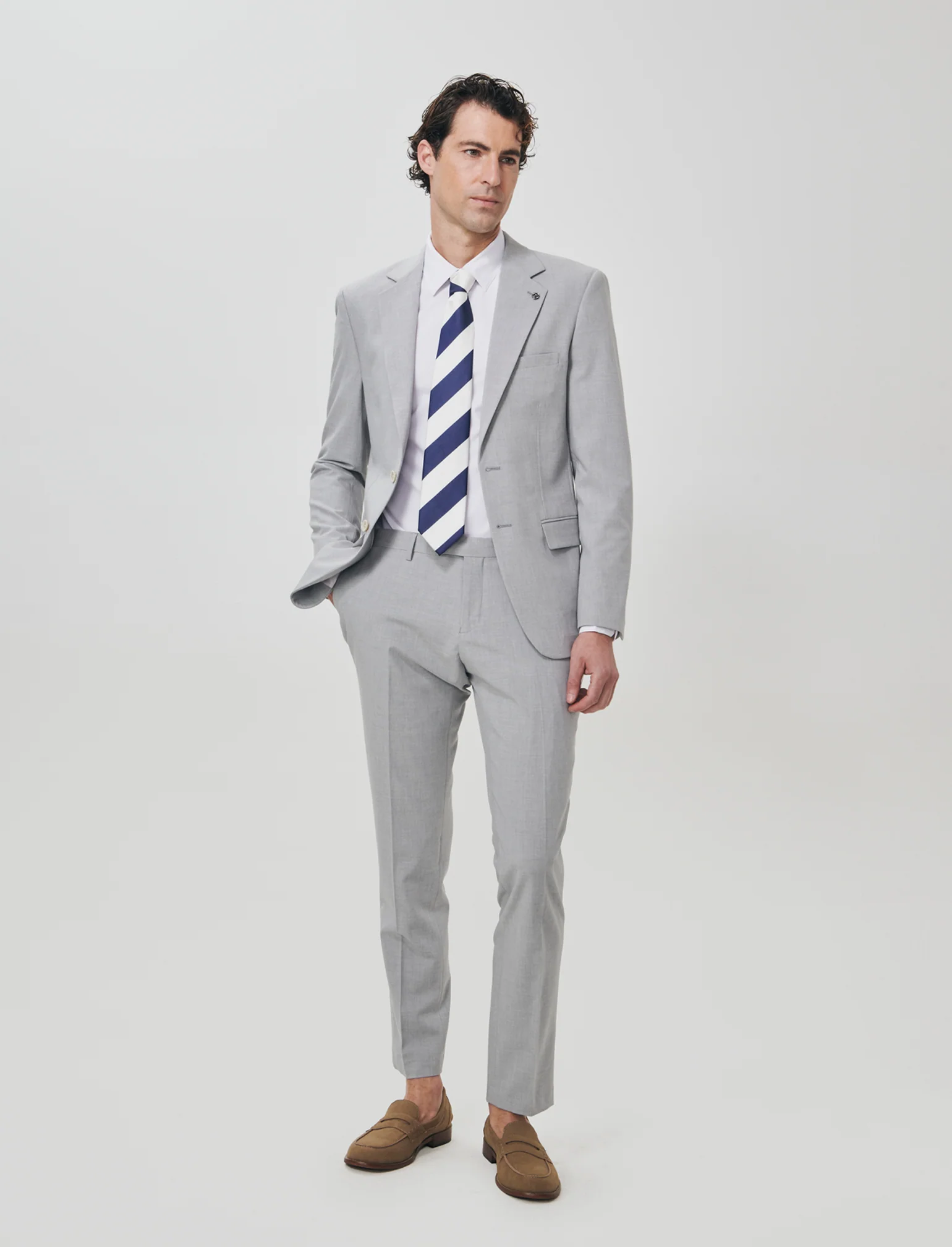 Pantaloni Formal Fit Micro Struttura Melange - Grigio mel. - Image 3