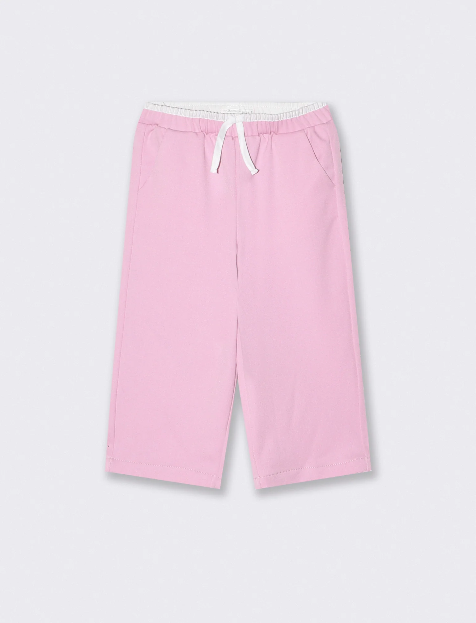 Pantaloni gamba larga con laccio in vita - Rosa polvere
