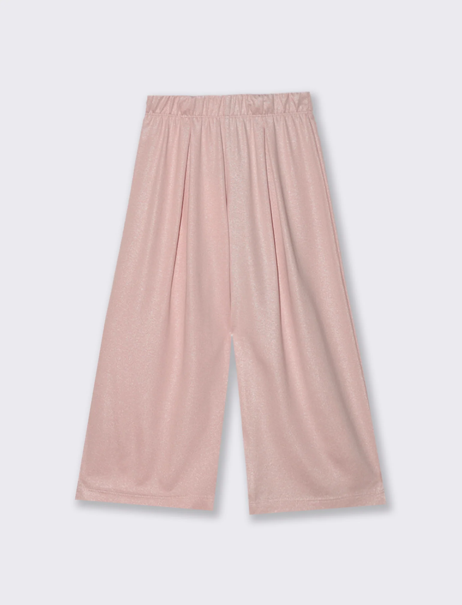 Pantaloni gamba larga da bambina in tessuto effetto lamè. - Rosa