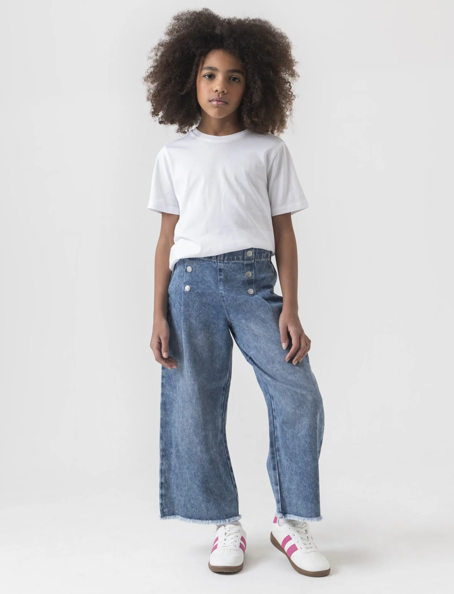 Pantaloni gamba larga in denim da bambina - Denim
