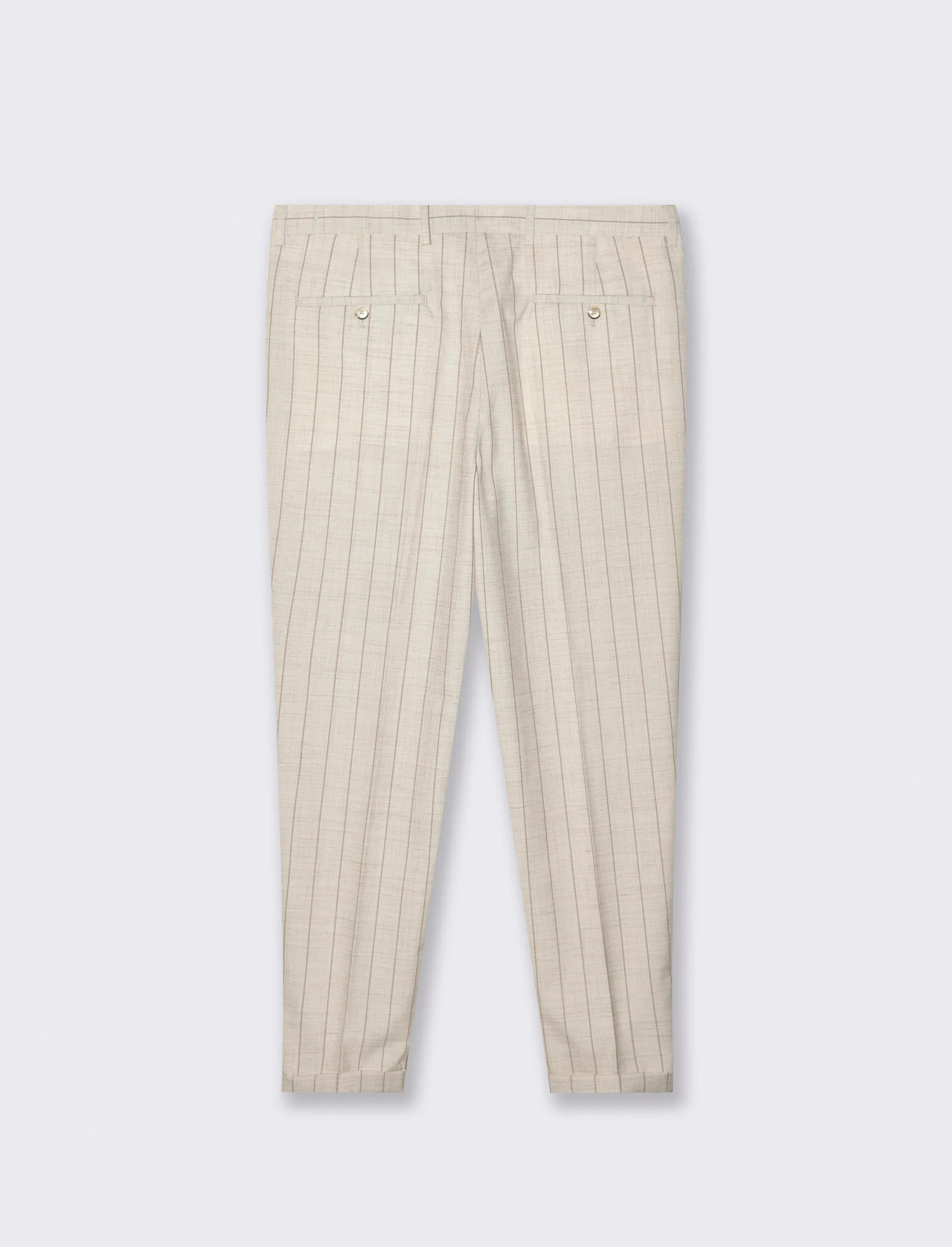 Pantaloni gessati da completo formal fit da uomo - Beige ecru - Image 5