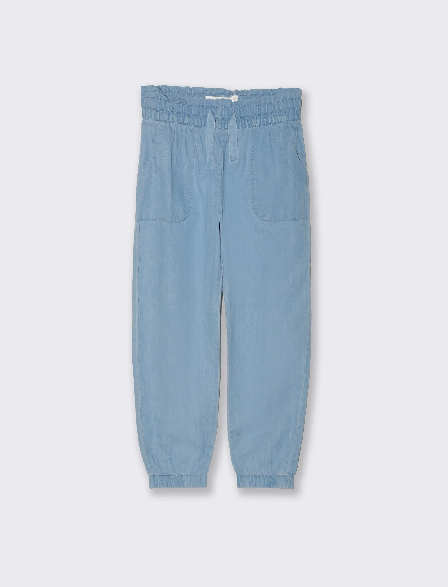 Pantaloni in chambray con elastico da bambina - Denim chiaro - Image 4