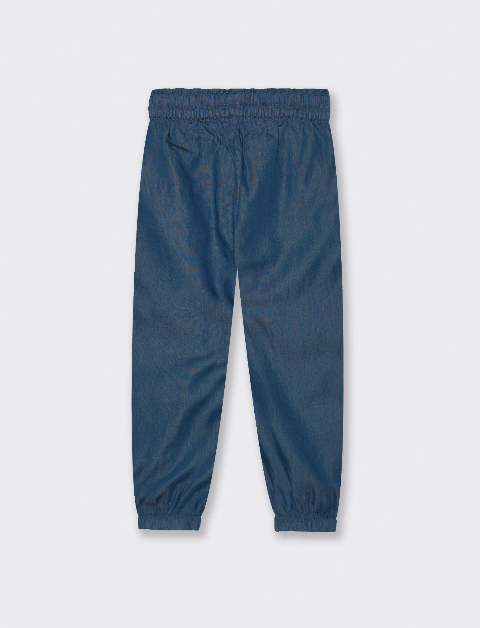 Pantaloni in chambray con elastico da bambina - DENIM SCURO - Image 2