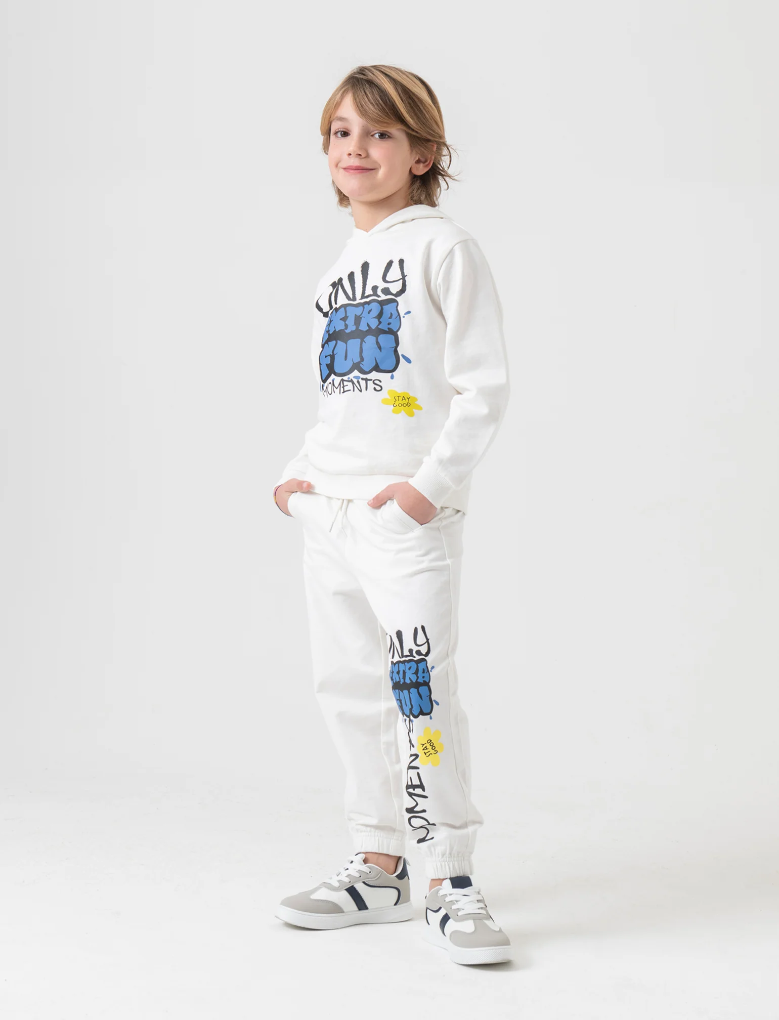 Pantaloni in cotone da bambino - Bianco latte - Image 2