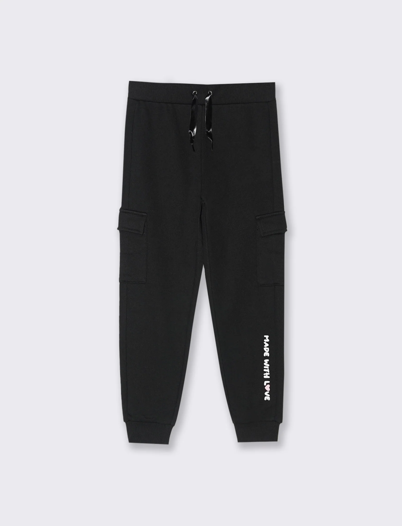 Pantaloni in felpa con tasconi. - Nero