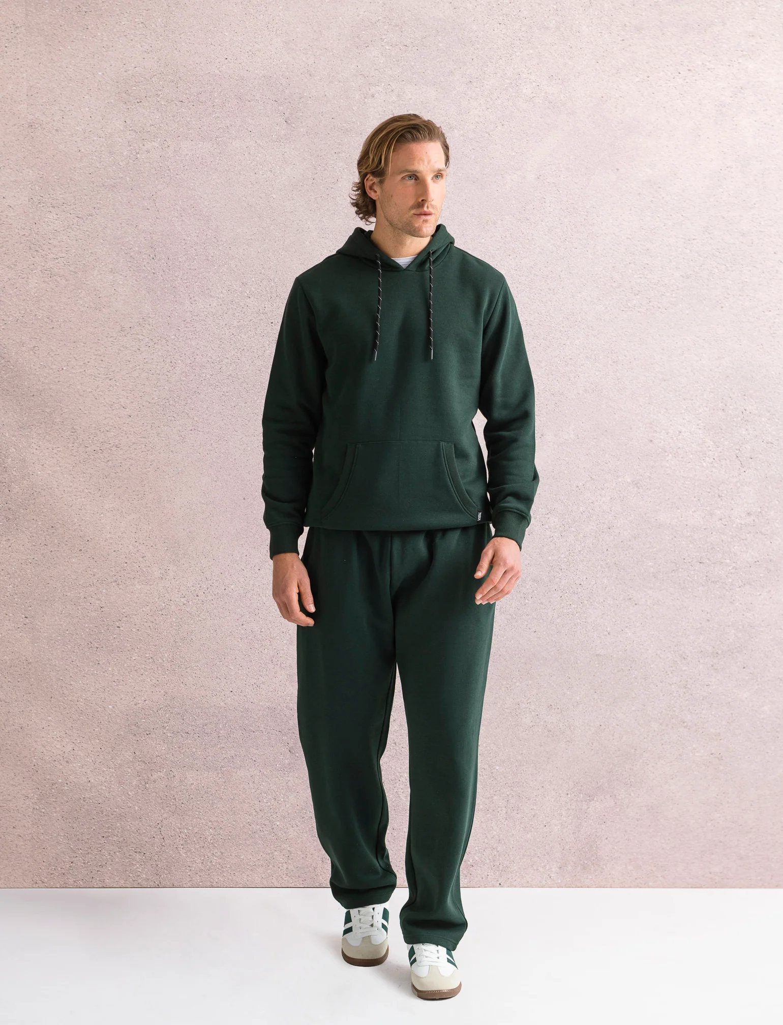 PANTALONI IN FELPA CON VITA JOGGER - Verde scuro - Image 3