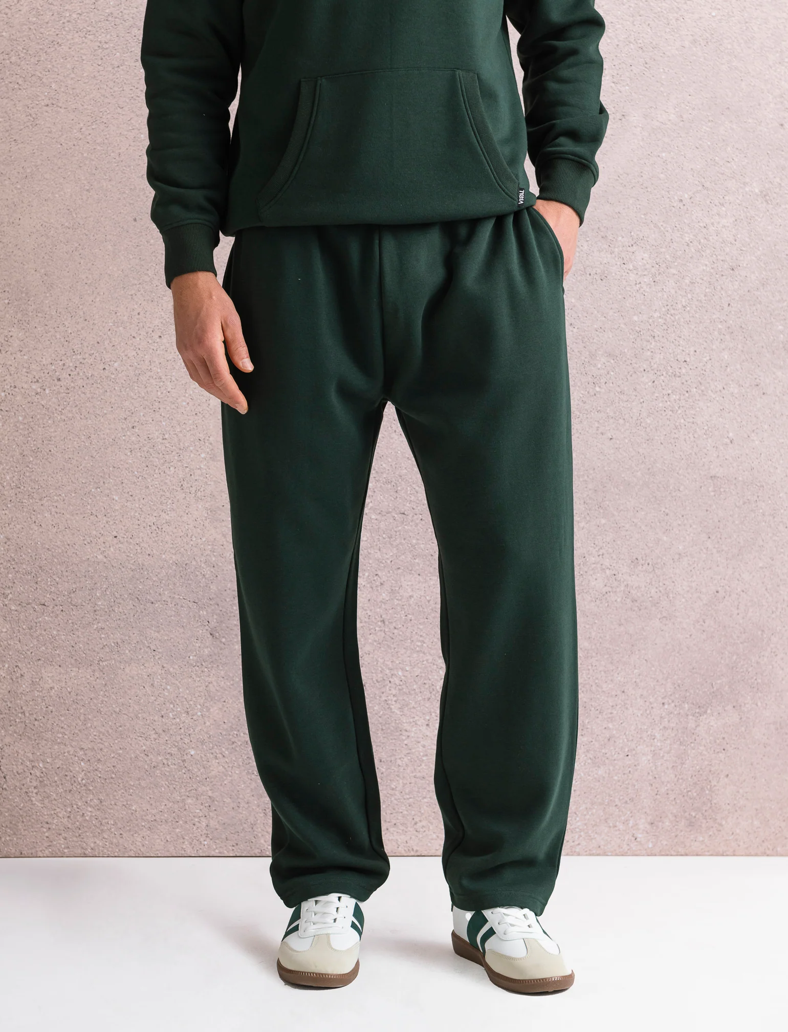 PANTALONI IN FELPA CON VITA JOGGER - Verde scuro - Image 4