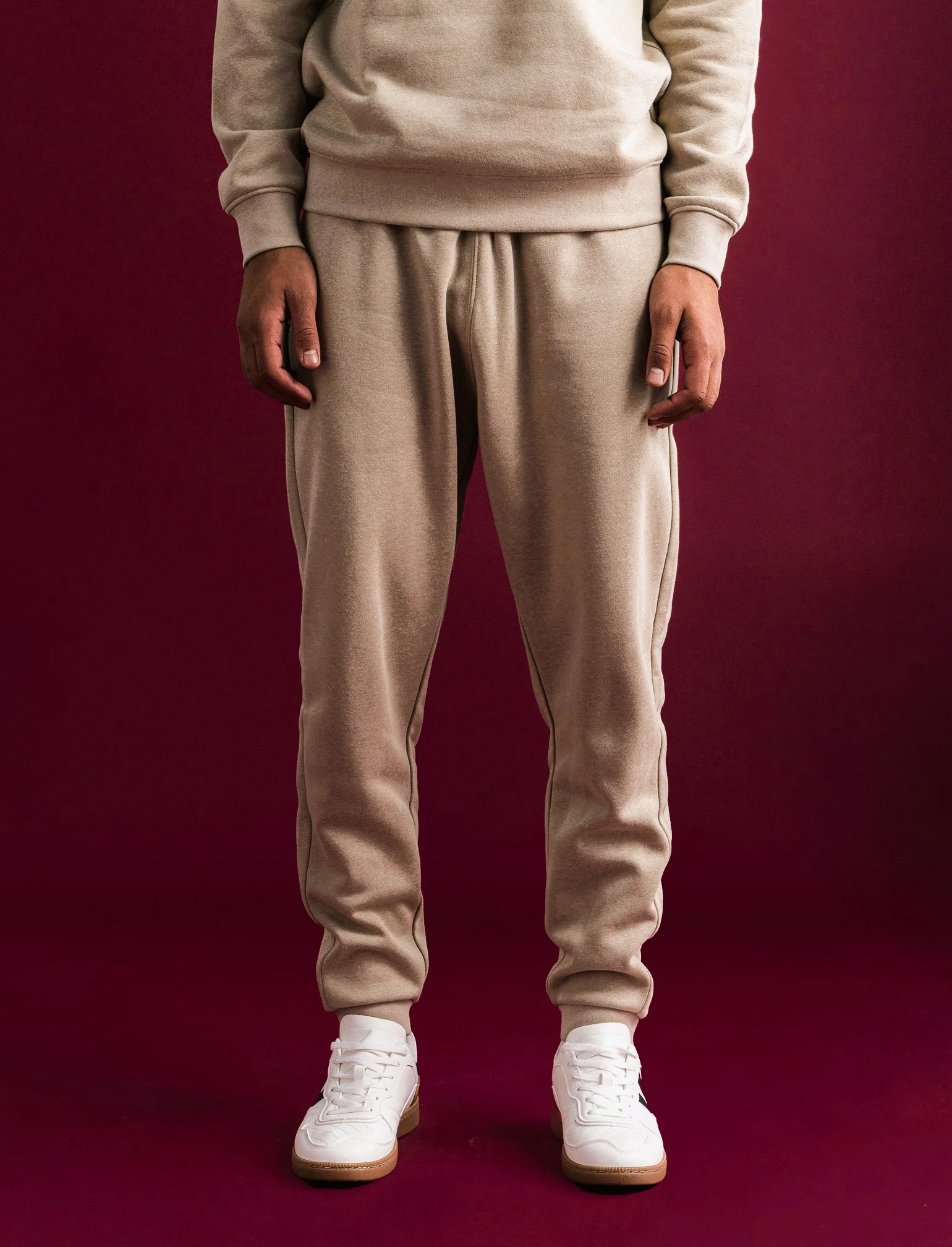 PANTALONI IN FELPA MELANGE - Beige