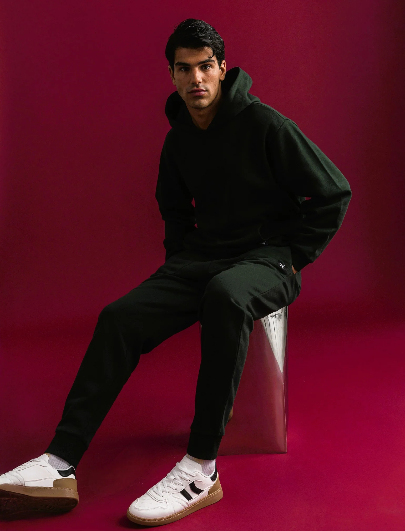 PANTALONI IN FELPA RELAXED FIT - Verde scuro - Image 3