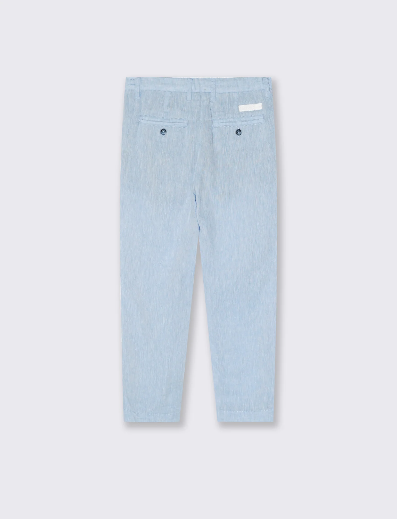 Pantaloni in lino con elastico e lacci - Celeste - Image 4