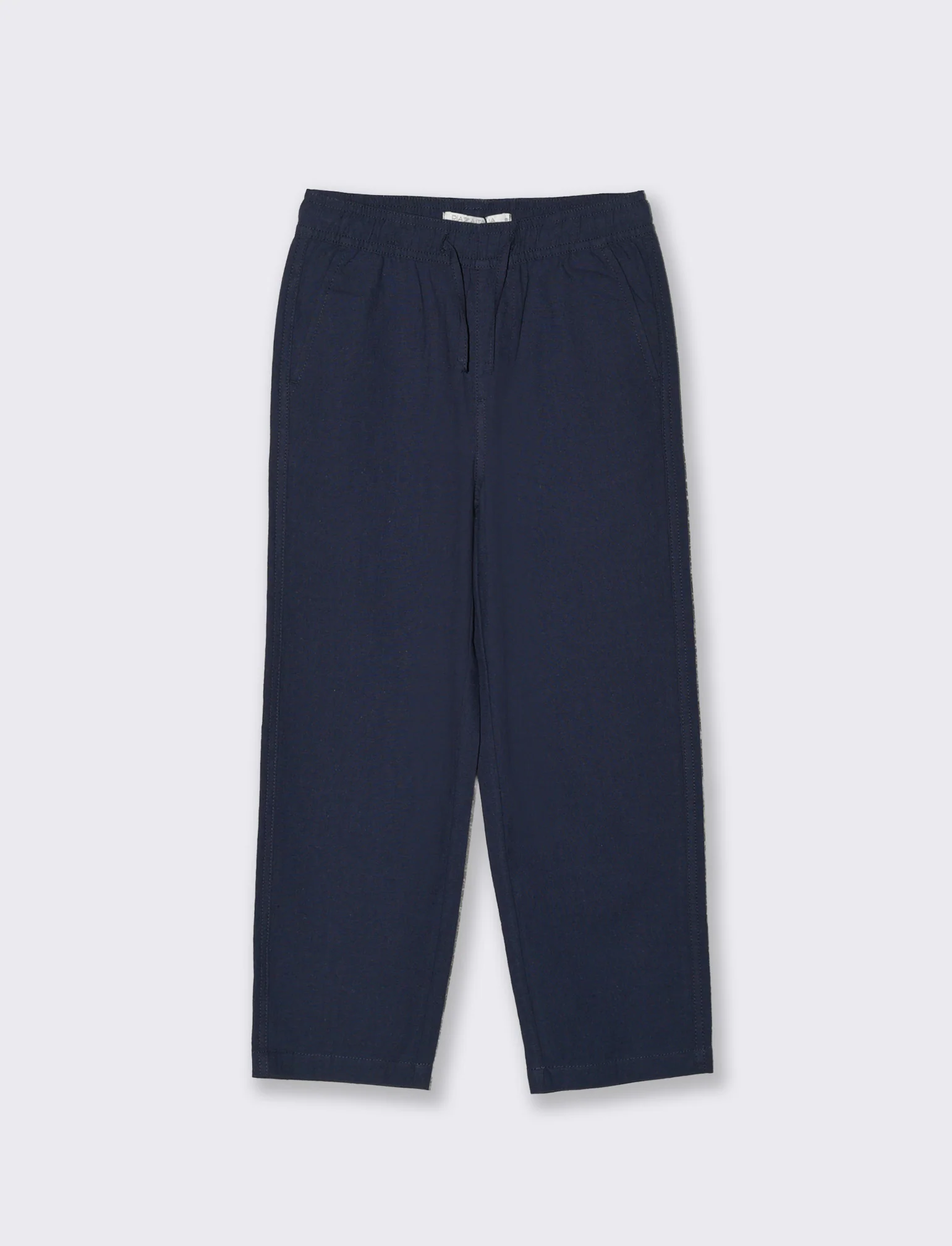 Pantaloni in misto lino con coulisse - Blu