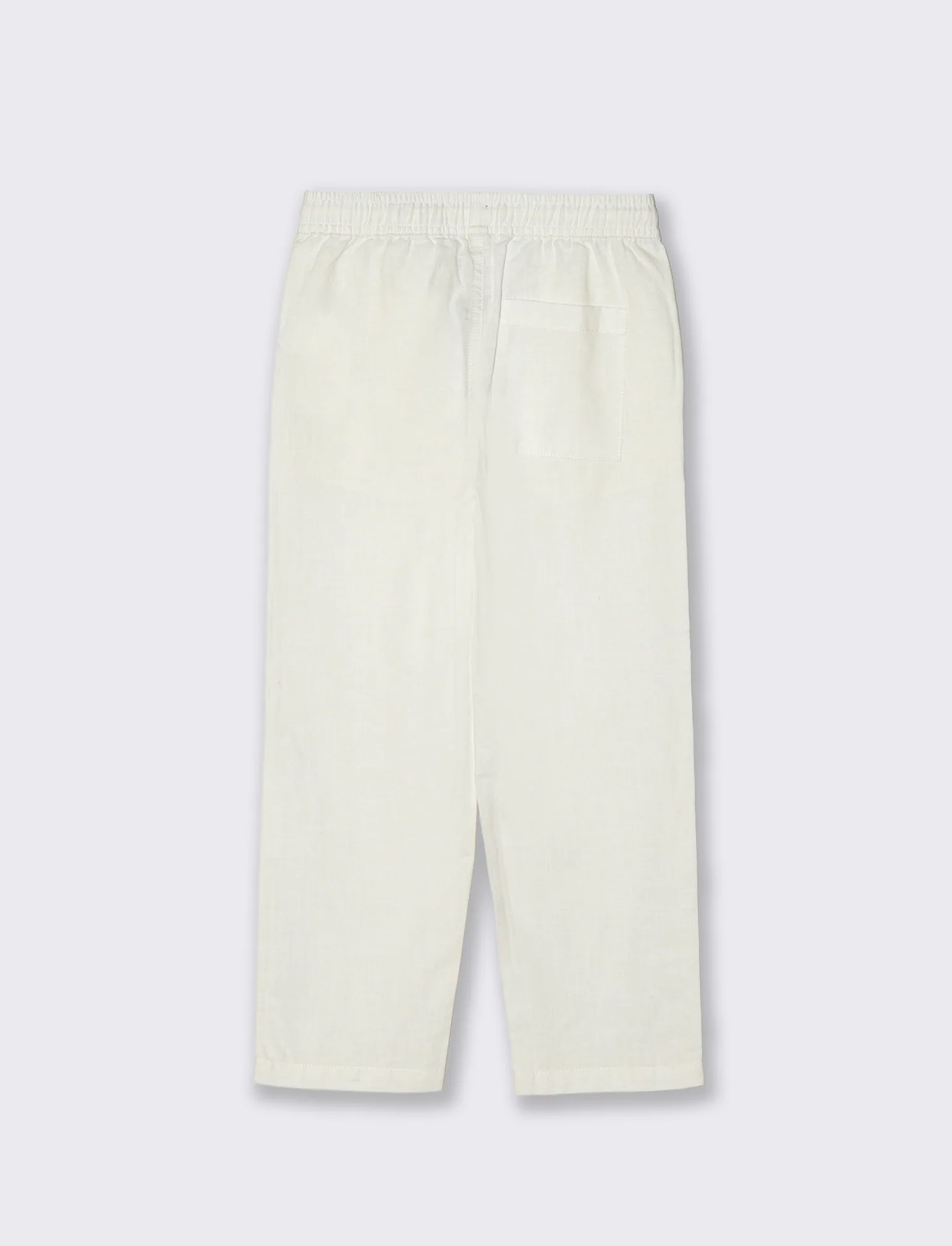 Pantaloni in misto lino con coulisse - Crema - Image 2