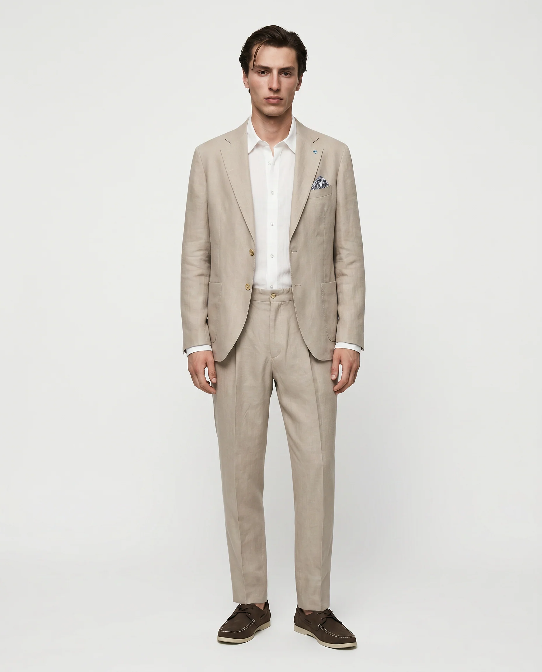 Pantaloni in puro lino con vita regolabile - Beige - Image 3