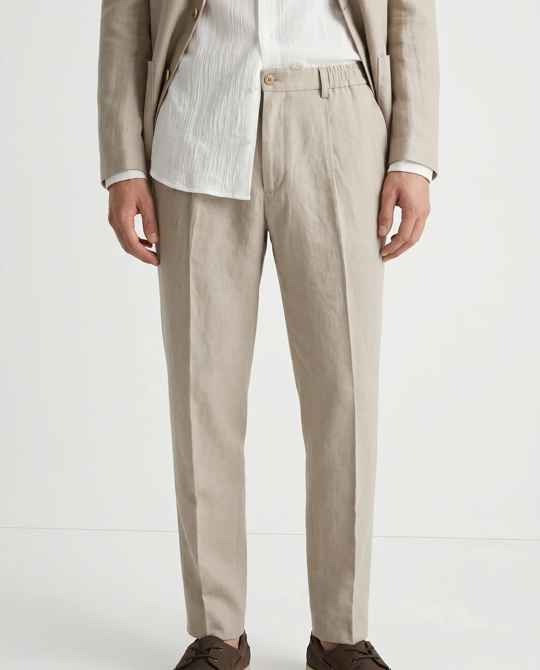 Pantaloni in puro lino con vita regolabile - Beige - Image 4