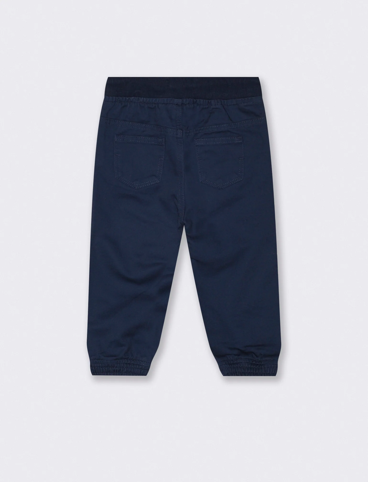 Pantaloni in twill ampi con coulisse - Blu - Image 2
