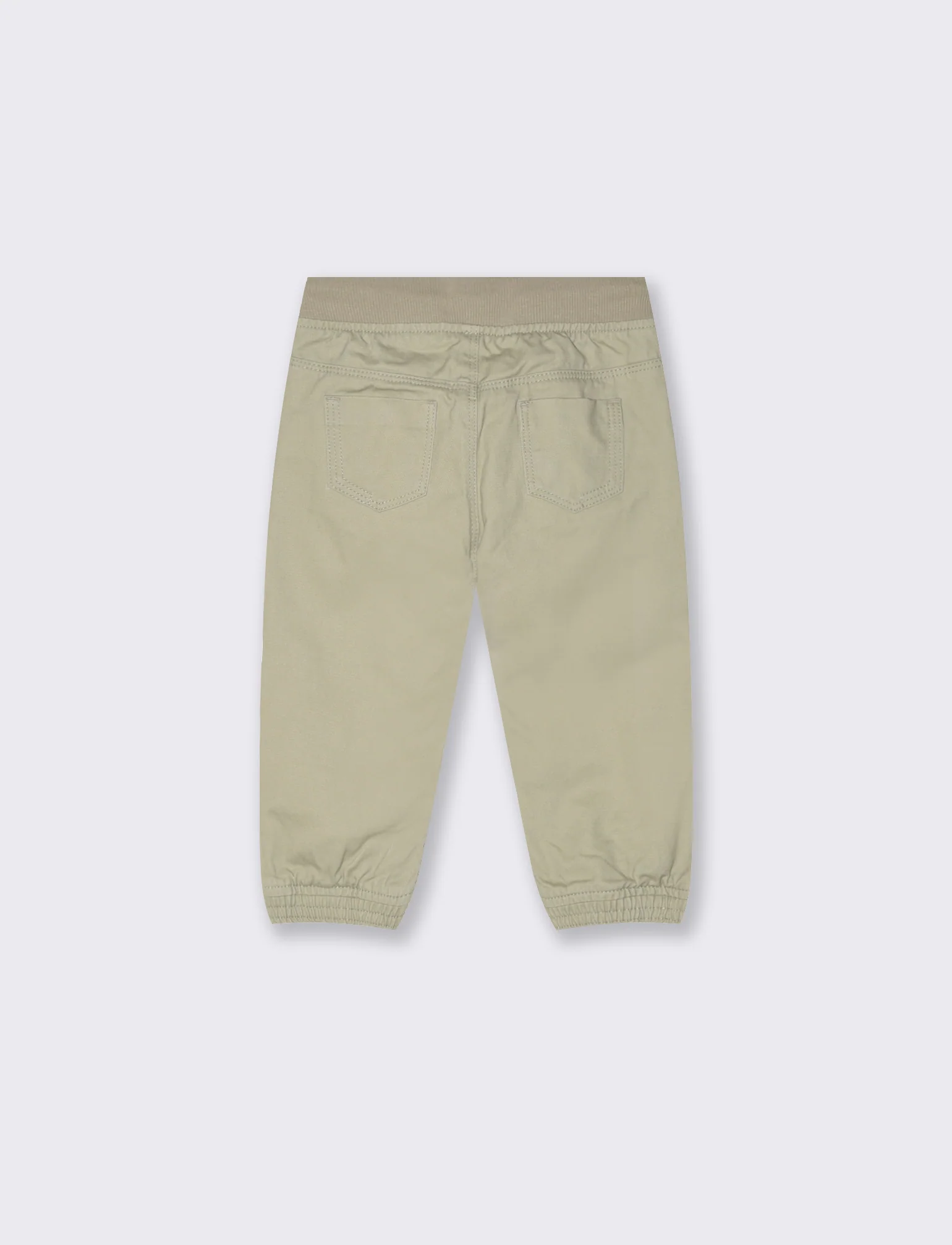 Pantaloni in twill con coulisse - Beige - Image 2