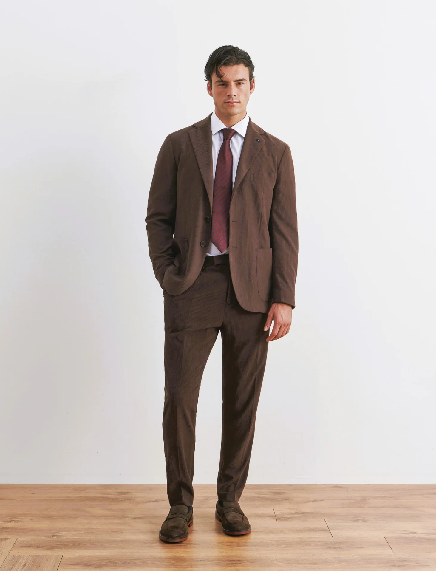 PANTALONI IN VELLUTO DA COMPLETO FORMAL FIT - Moro - Image 3