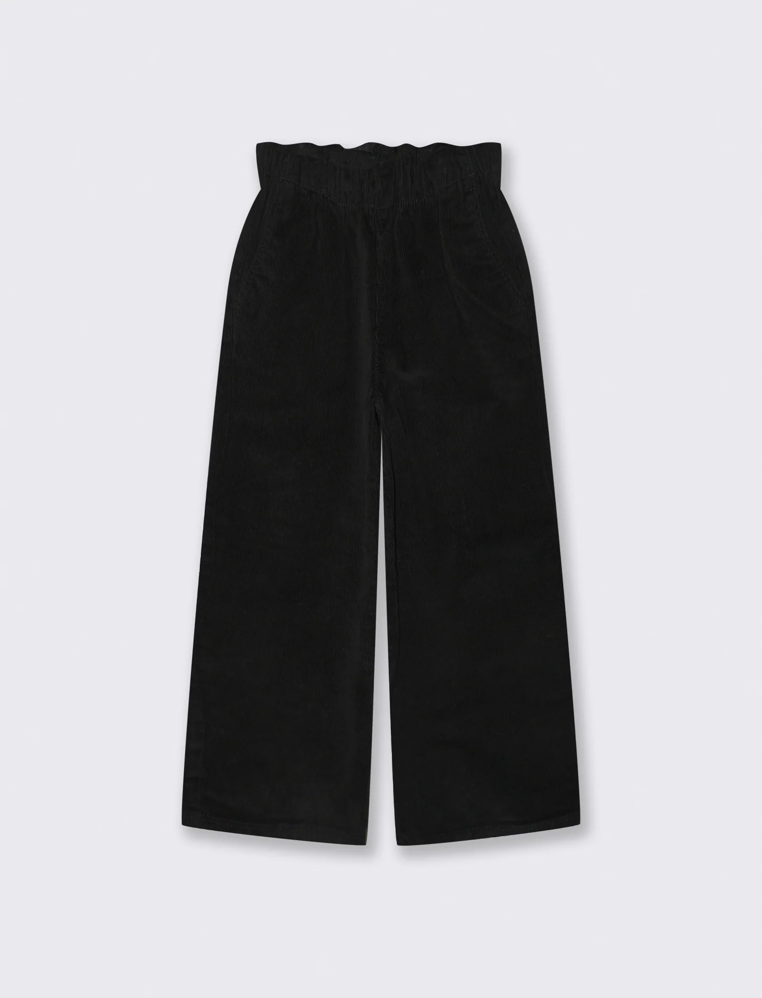 Pantaloni in velluto elastico a gamba larga. - Nero