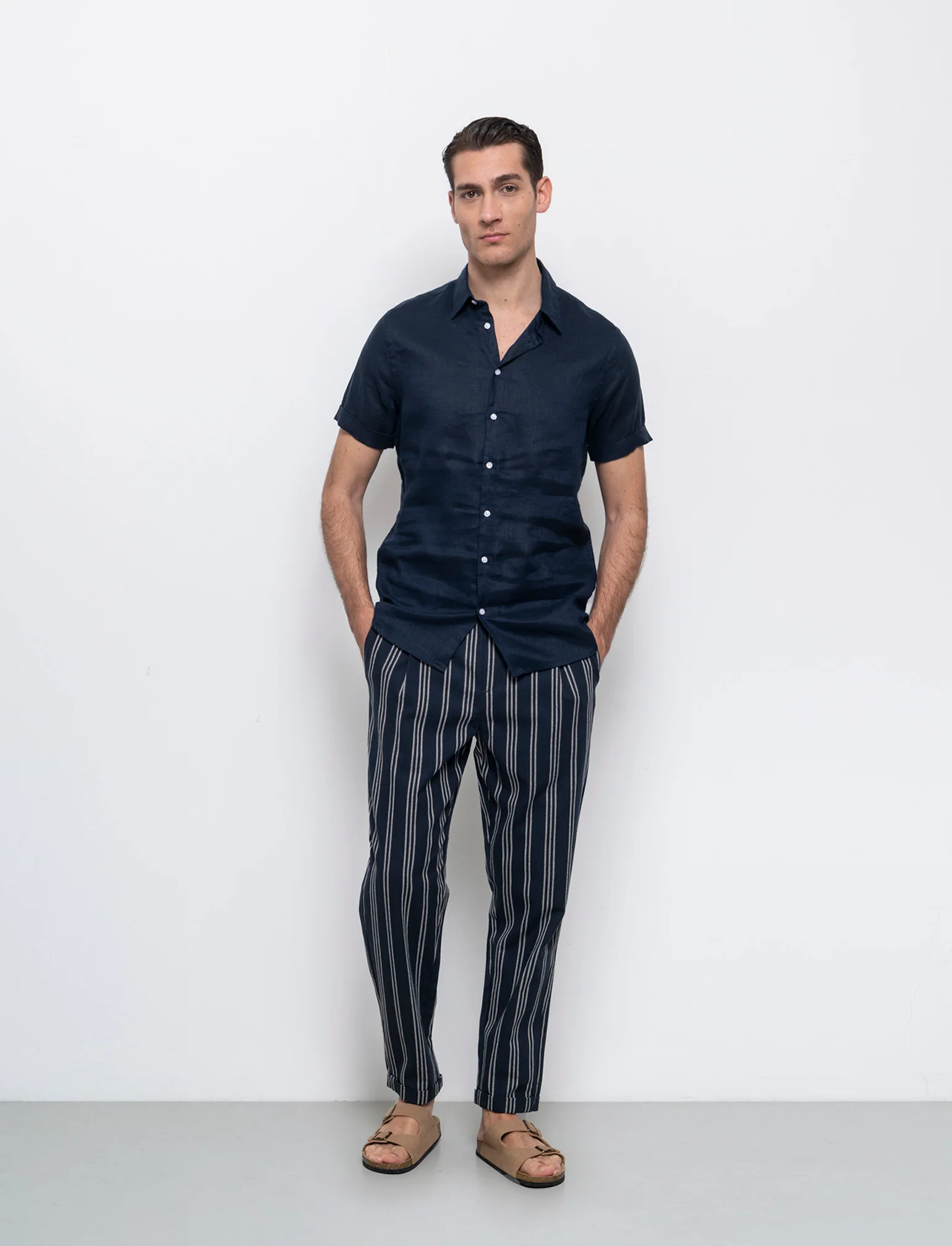 Pantaloni jogger a righe da uomo - Blu - Image 3