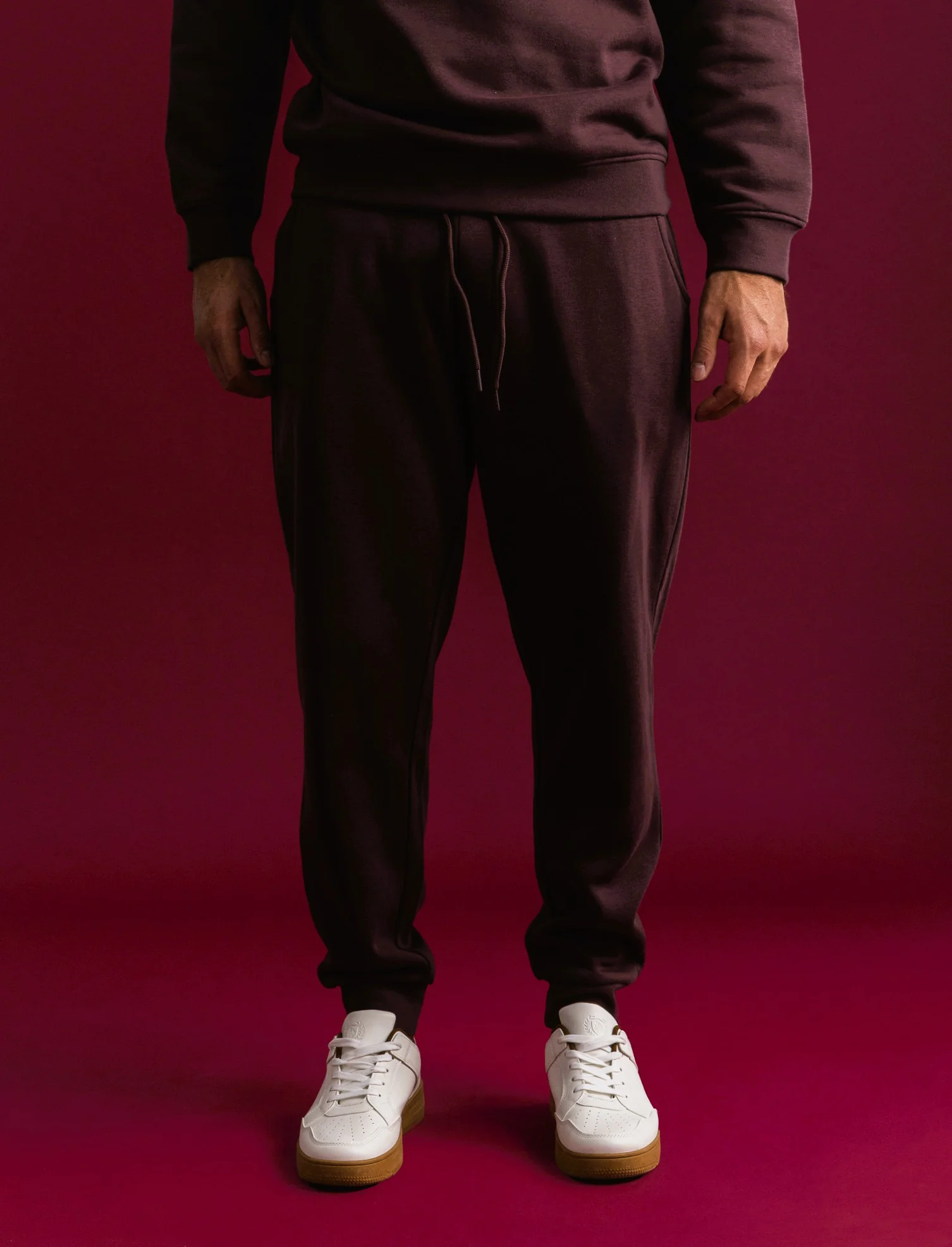 PANTALONI JOGGER BASIC IN FELPA - Bordeaux - Image 4