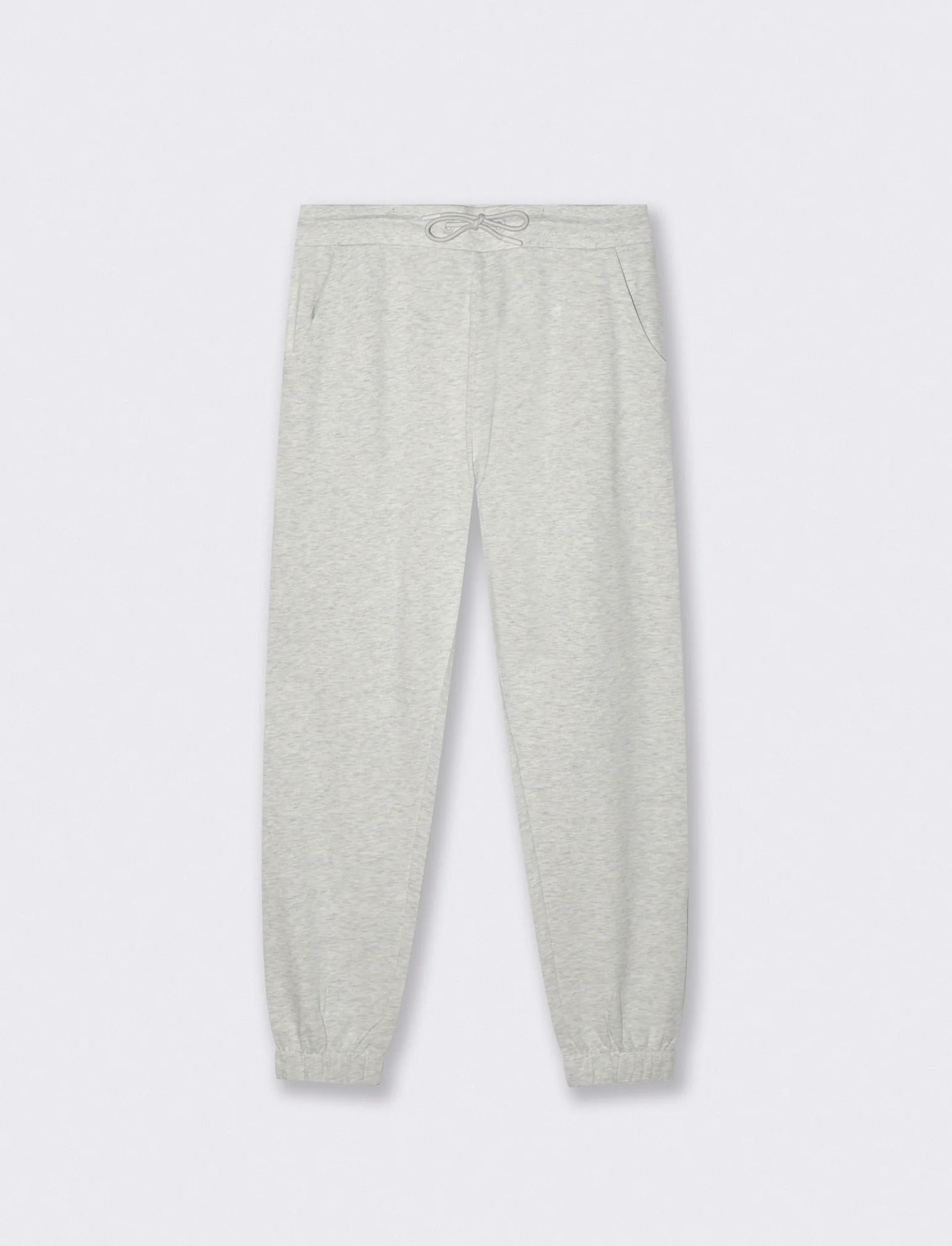 Pantaloni Jogger Basic in Felpa con Tasche - Grigio mel. - Image 2