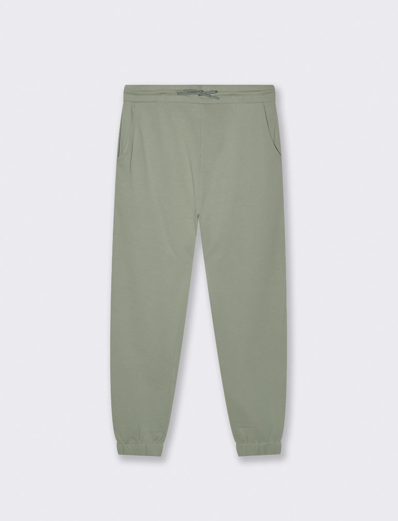 Pantaloni Jogger Basic in Felpa con Tasche - Verde salvia - Image 2