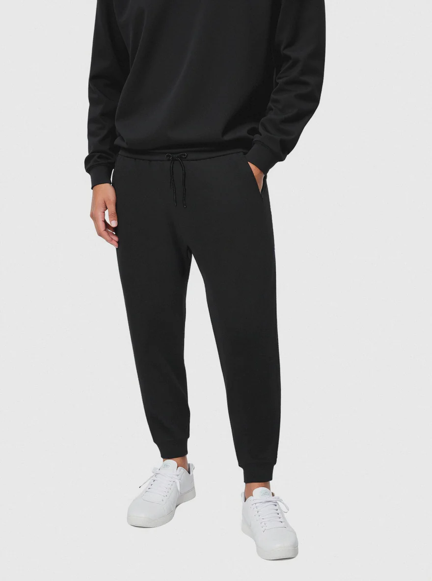 PANTALONI JOGGER BASIC IN FELPA - Nero