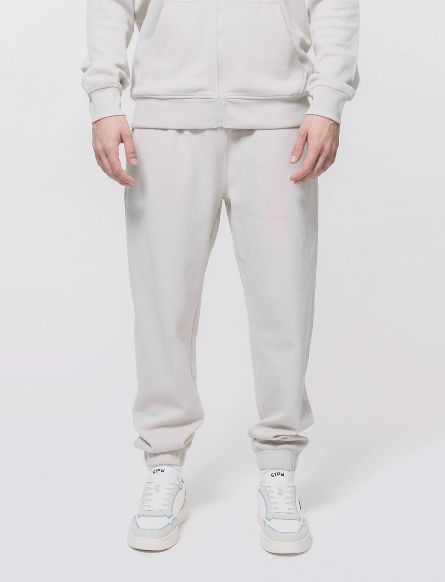 Pantaloni Jogger Basic in Piquet - Grigio ghiaccio