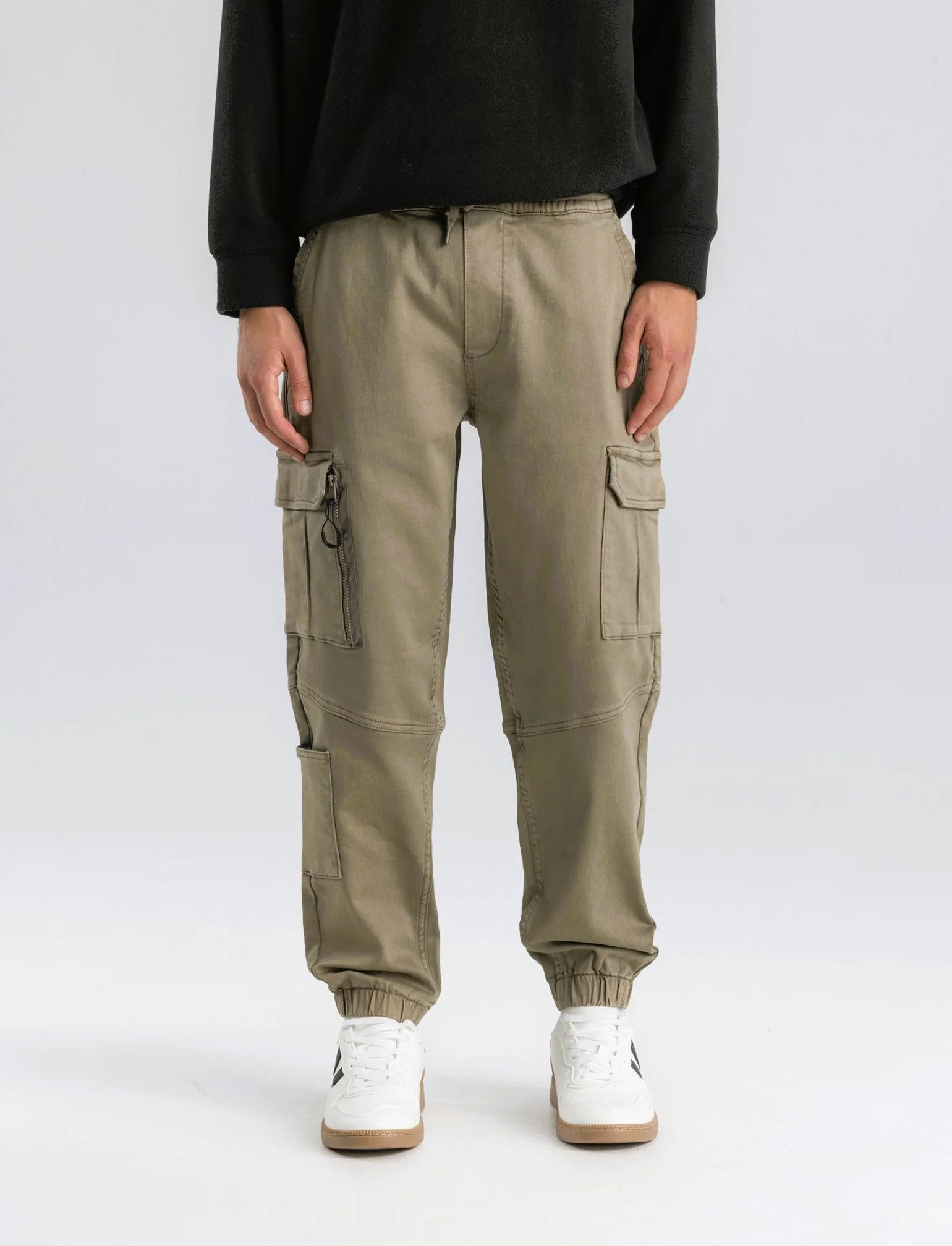 PANTALONI JOGGER CARGO FIT - Verde kaki - Image 4