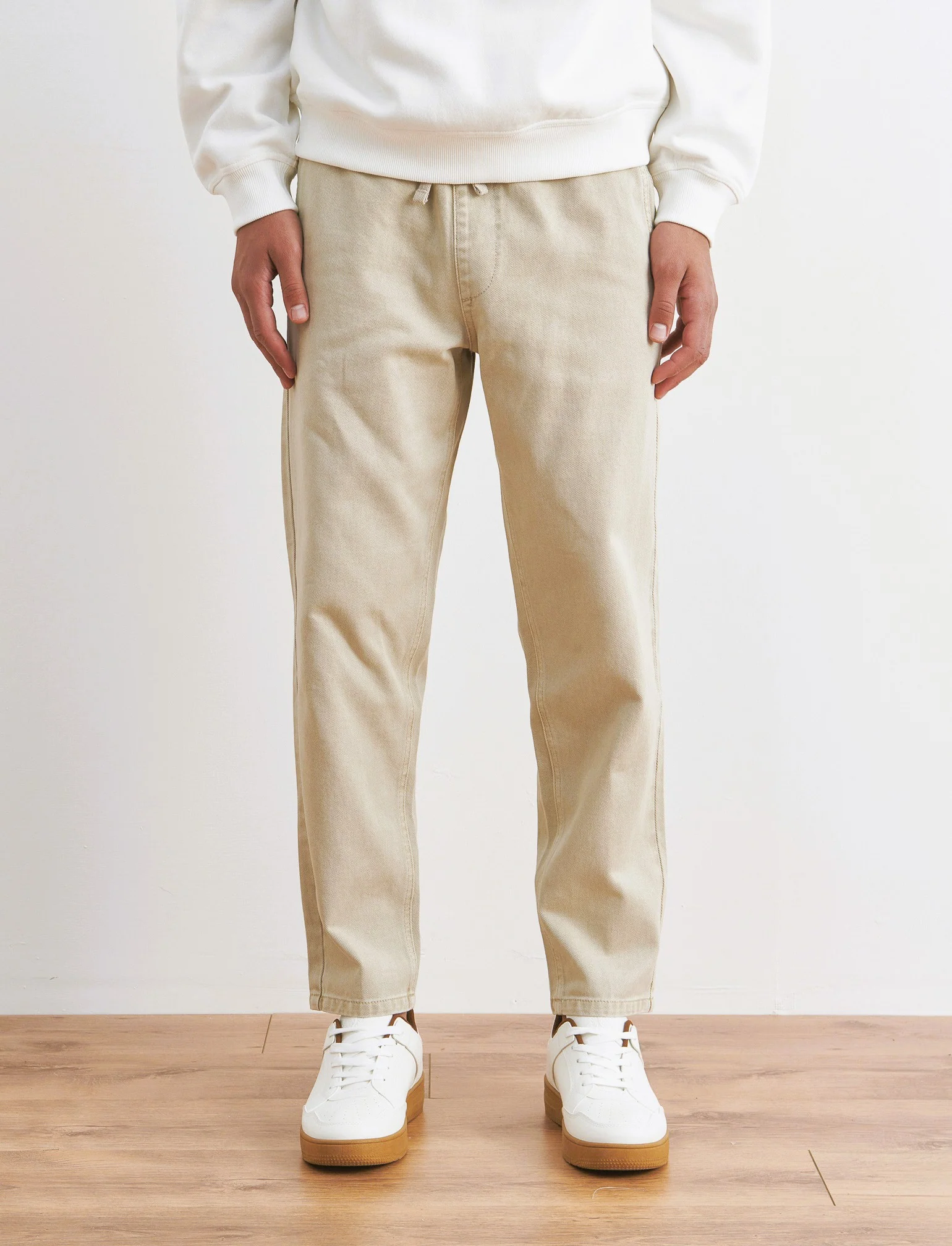 PANTALONI JOGGER EFFETTO DENIM - Beige - Image 3