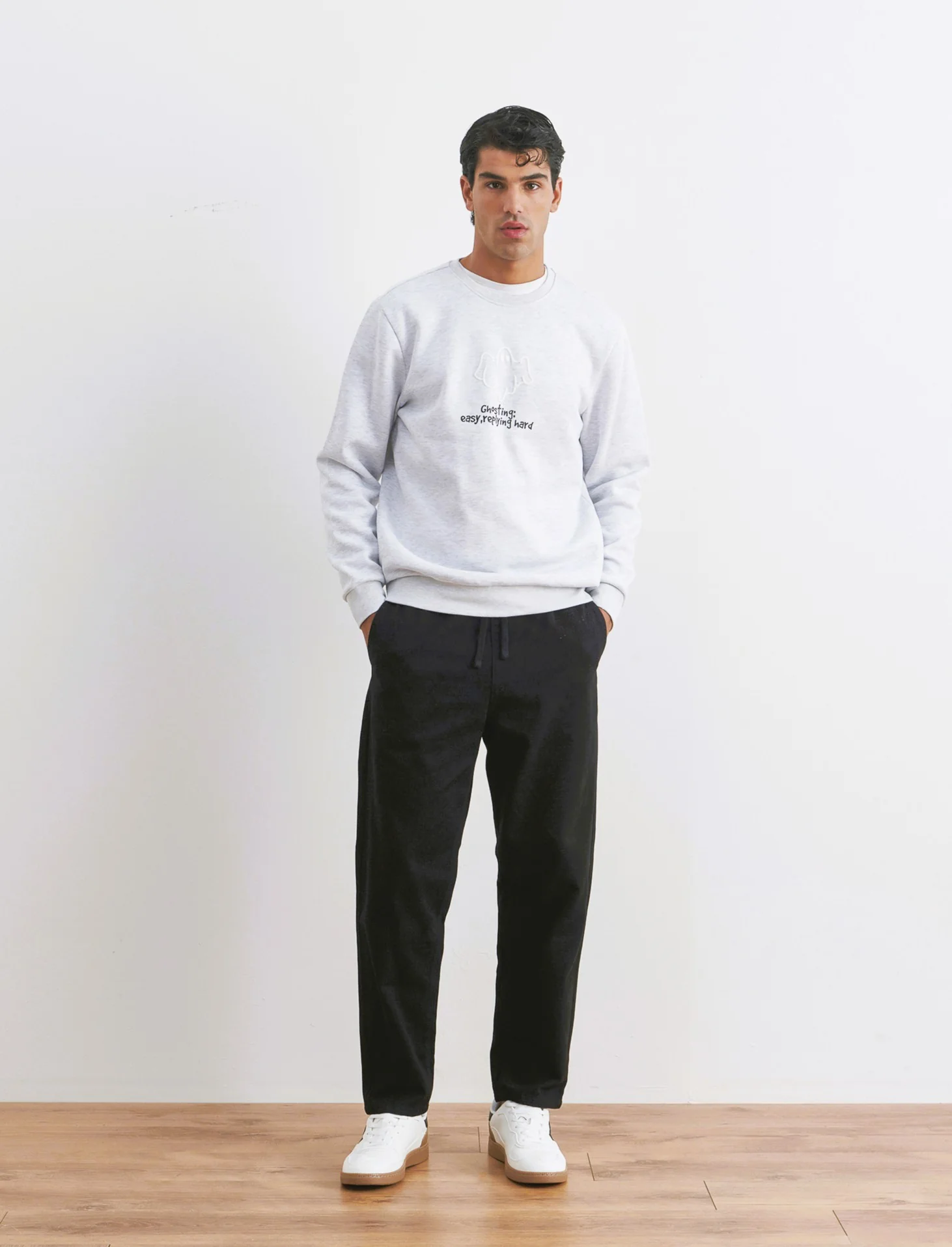 PANTALONI JOGGER EFFETTO DENIM - Nero - Image 4
