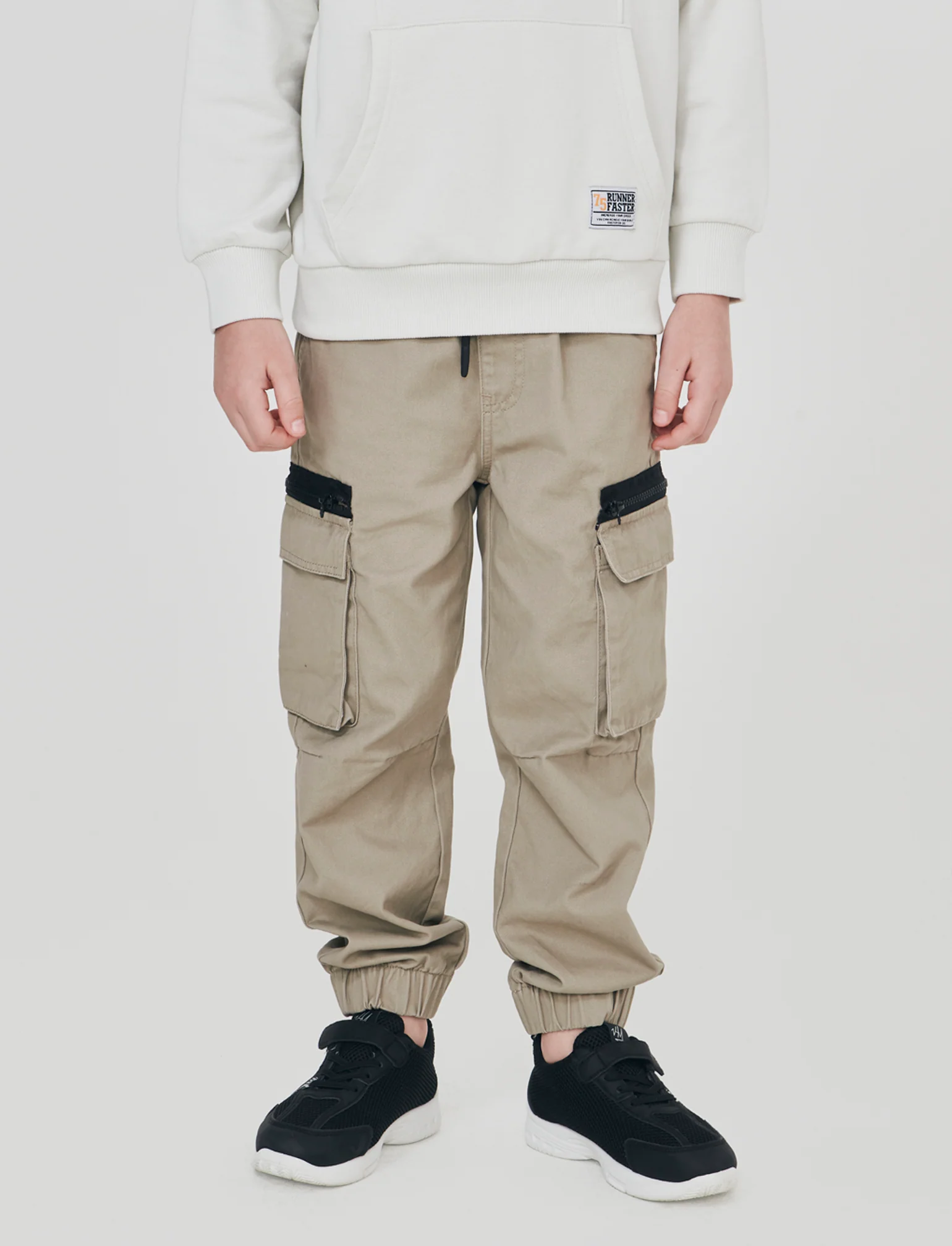 Pantaloni Jogger in Cotone con Coulisse - Beige - Image 3
