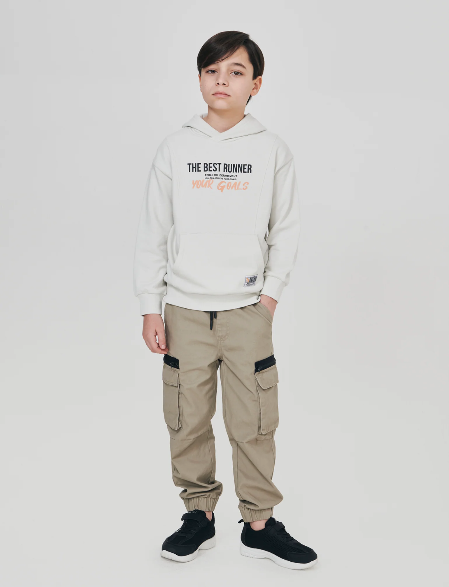 Pantaloni Jogger in Cotone con Coulisse - Beige - Image 4