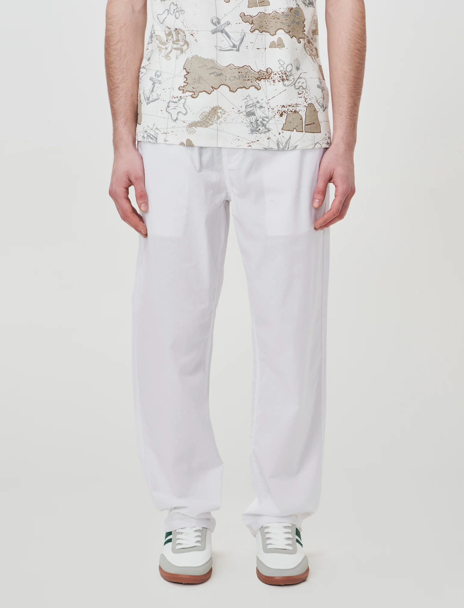 Pantaloni jogger in cotone con tasche - Bianco - Image 3