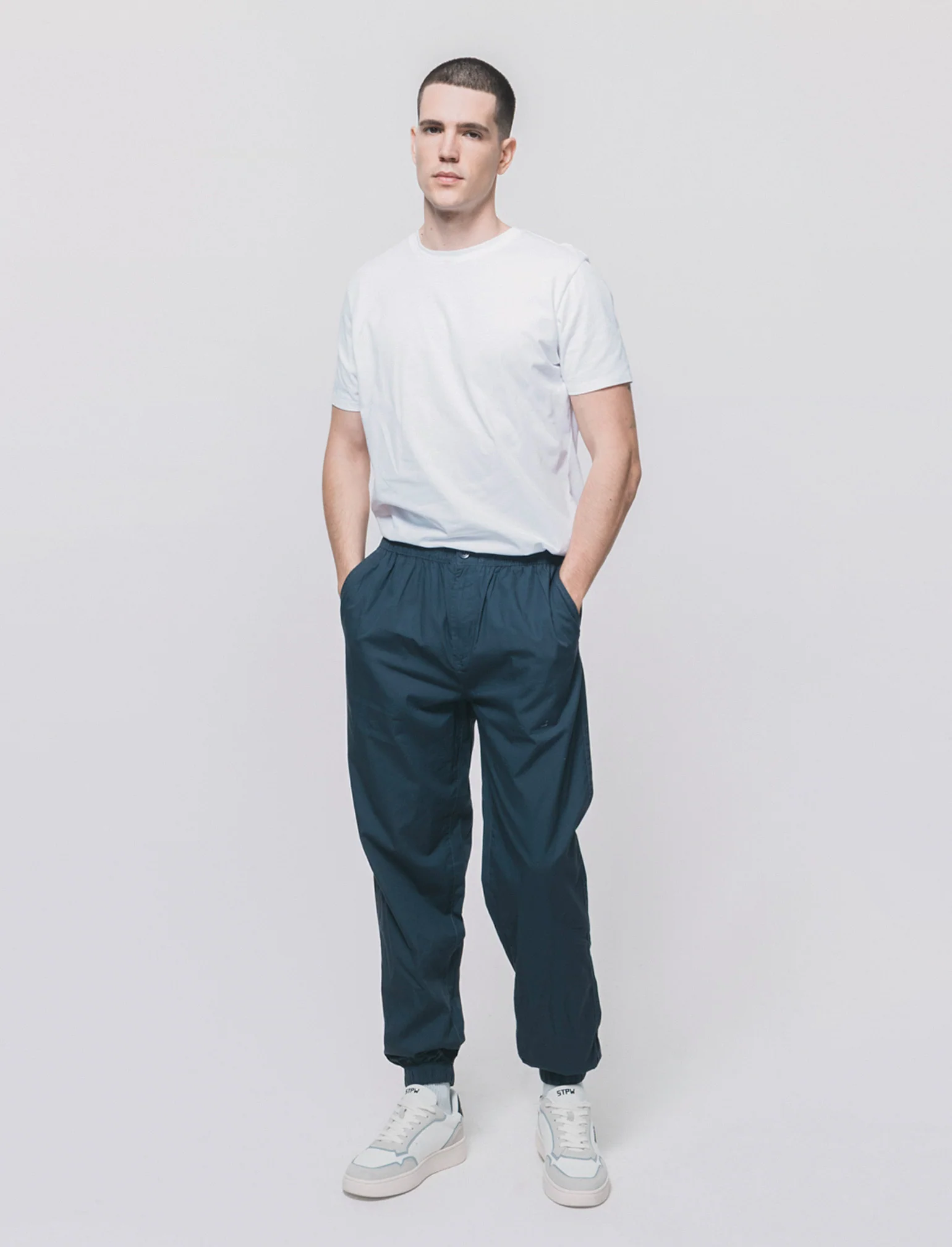 Pantaloni Jogger in Cotone con Vita Elastica - Avion - Image 3