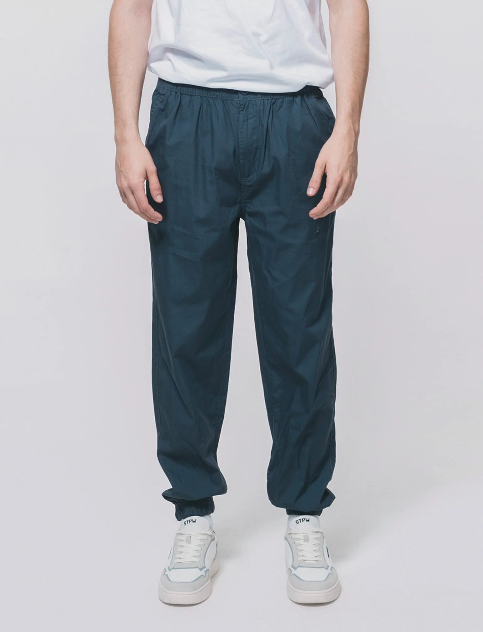 Pantaloni Jogger in Cotone con Vita Elastica - Avion - Image 4